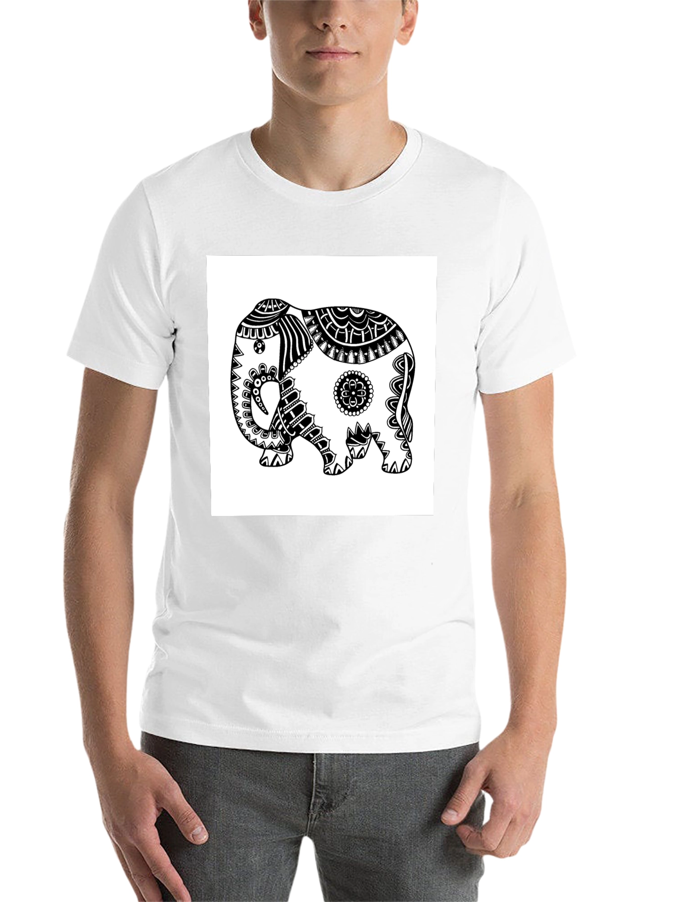 Black Elephant Graphic Tee - Black Casual T-Shirt view 14