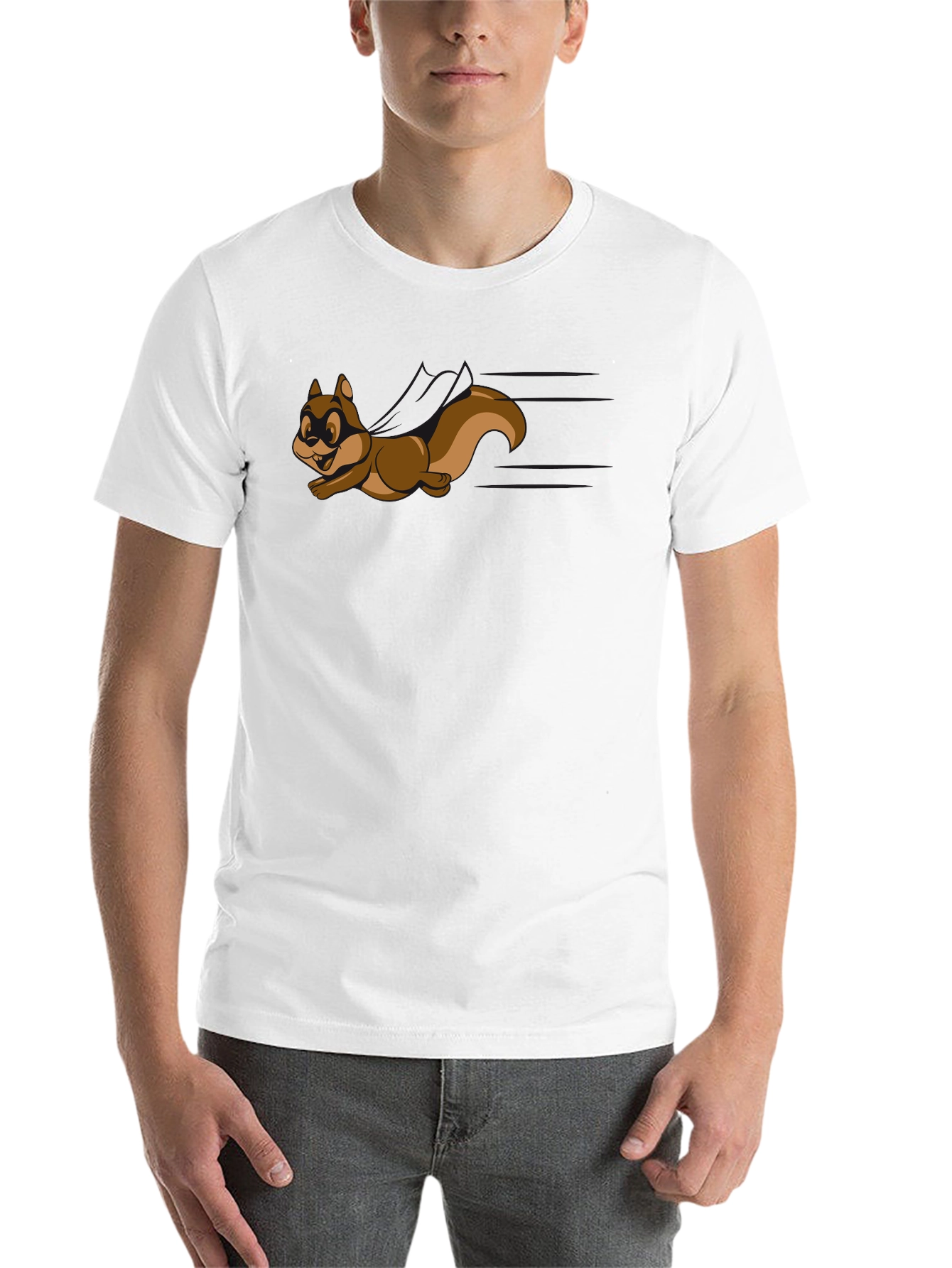 Black Cartoon Squirrel Graphic Tee - Black Crew Neck Shirt view 14