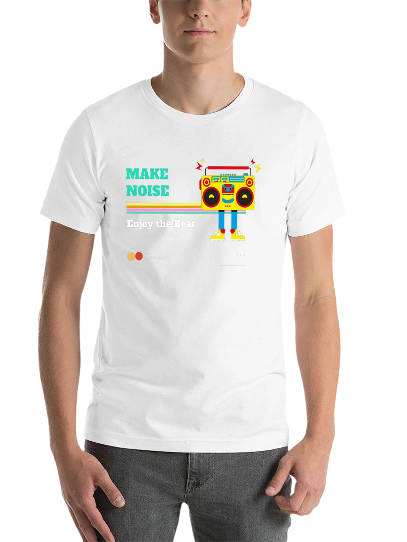Black Retro Boombox Graphic Tee - Make Noise, Enjoy the Beat view 14