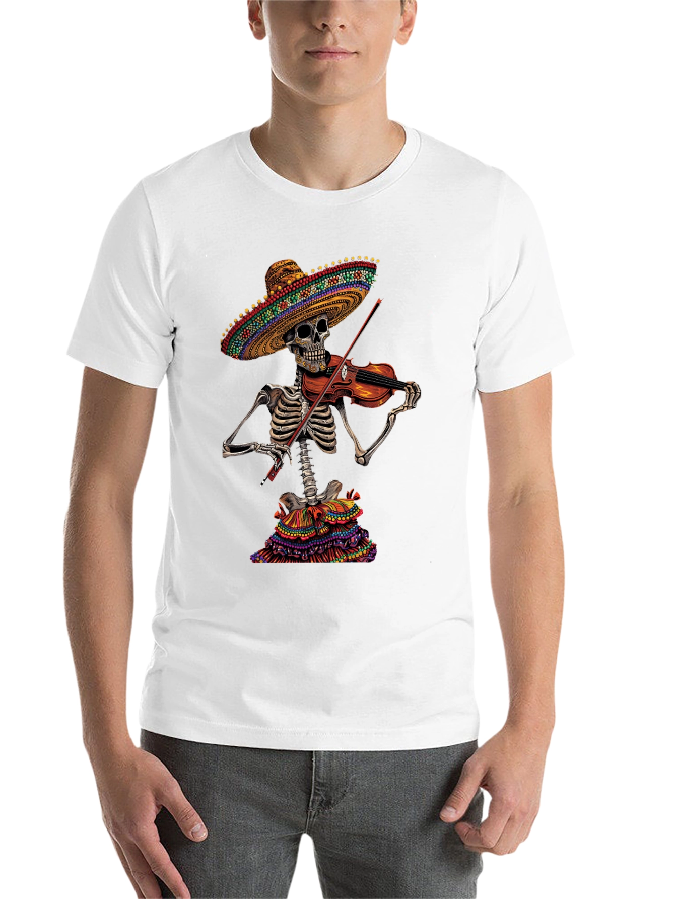 Black Skeleton Mariachi T-Shirt - Day of the Dead Style view 14