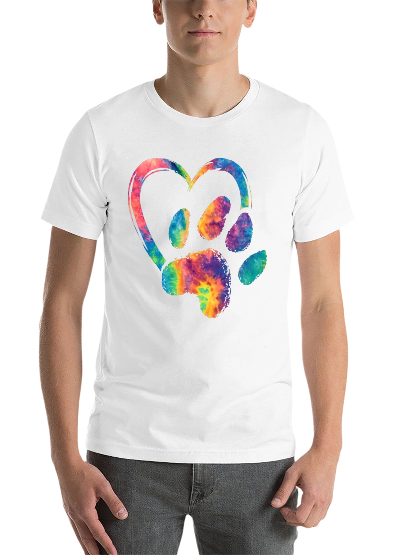 Black Tie-Dye Paw Print Heart Graphic Tee view 14