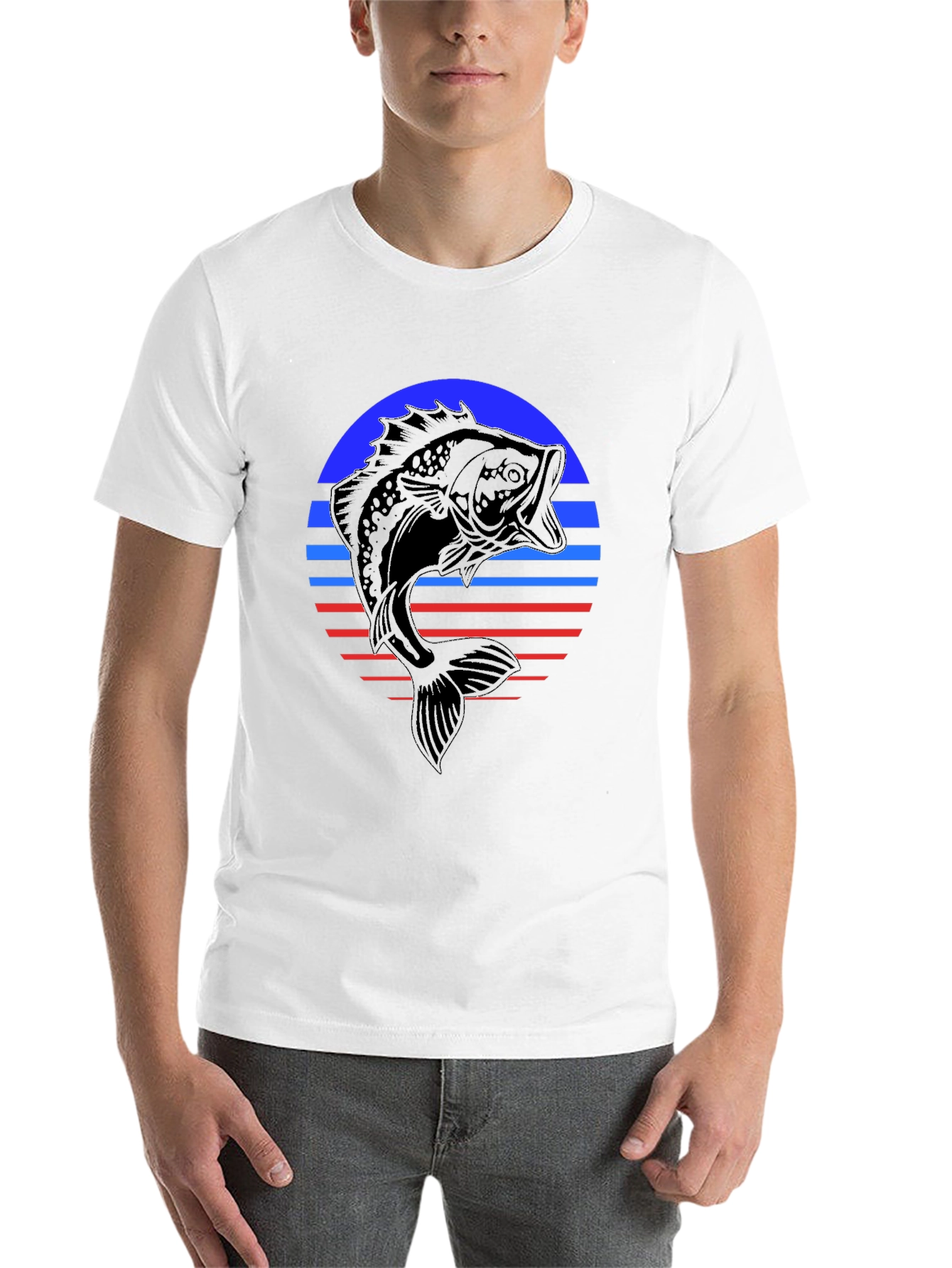 Black Retro Bass Fishing T-Shirt view 14
