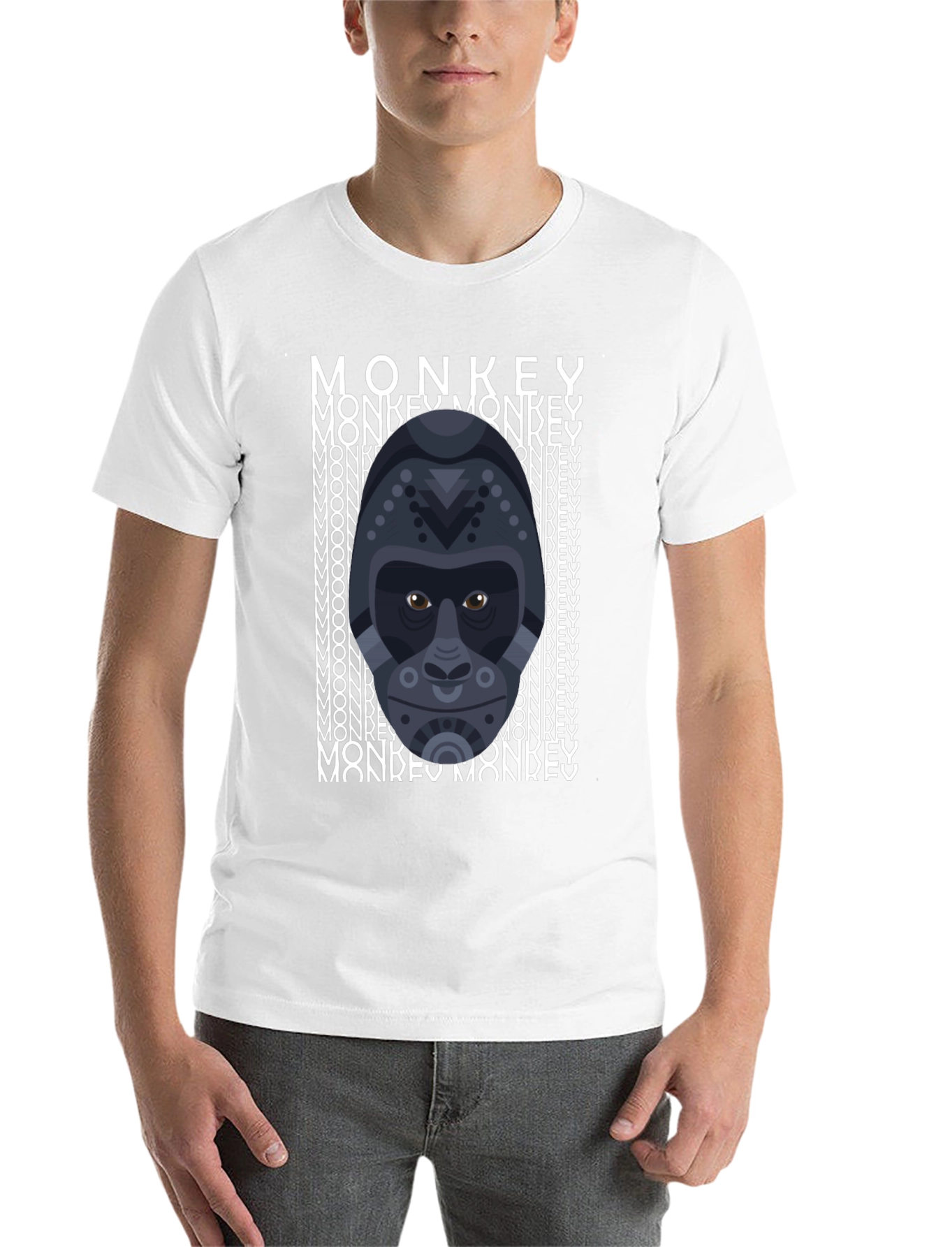 Black Geometric Gorilla Graphic Tee - Men's Black T-Shirt view 14