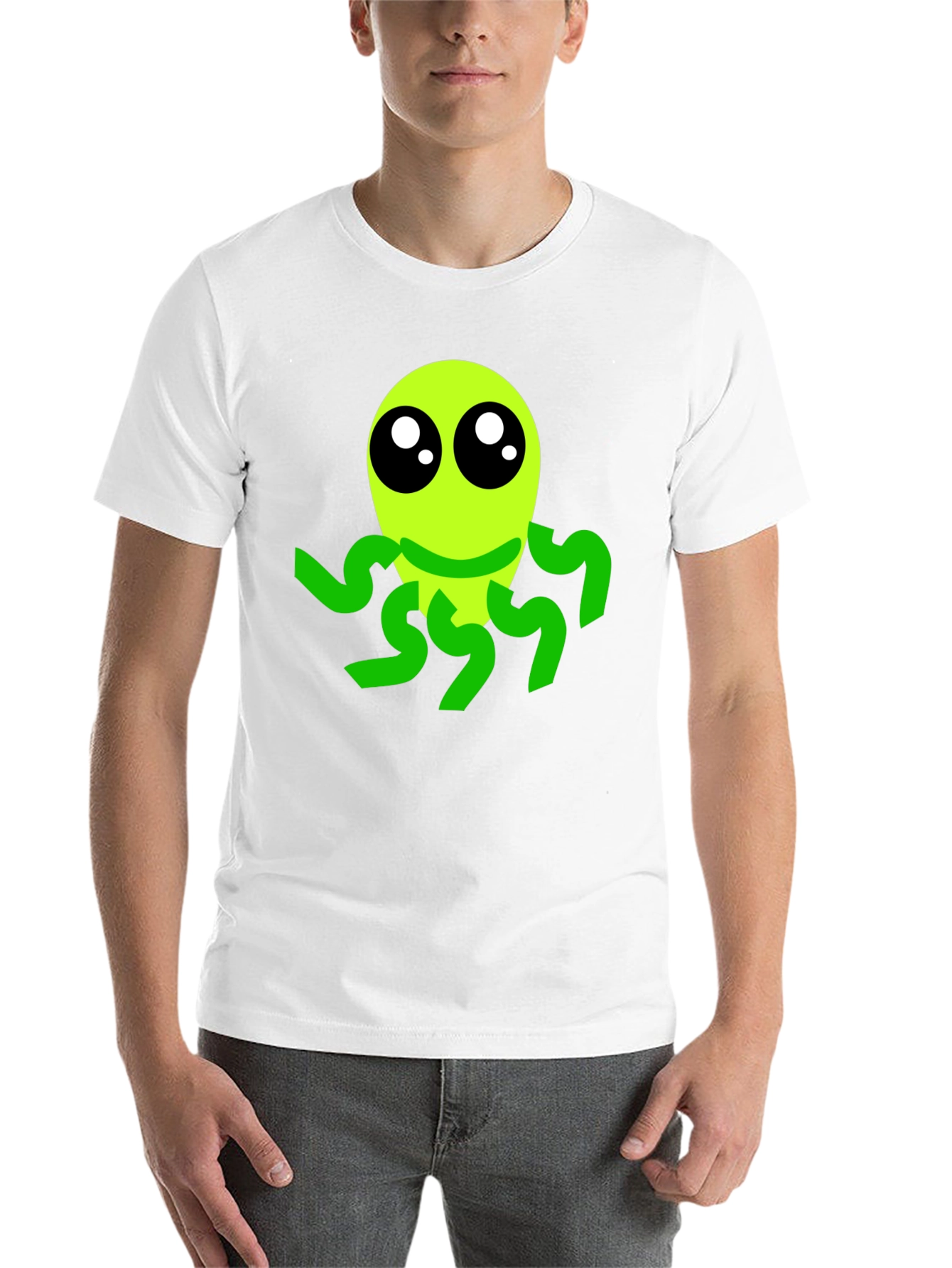 Cute Alien Graphic Tee - Black Casual T-Shirt - 14