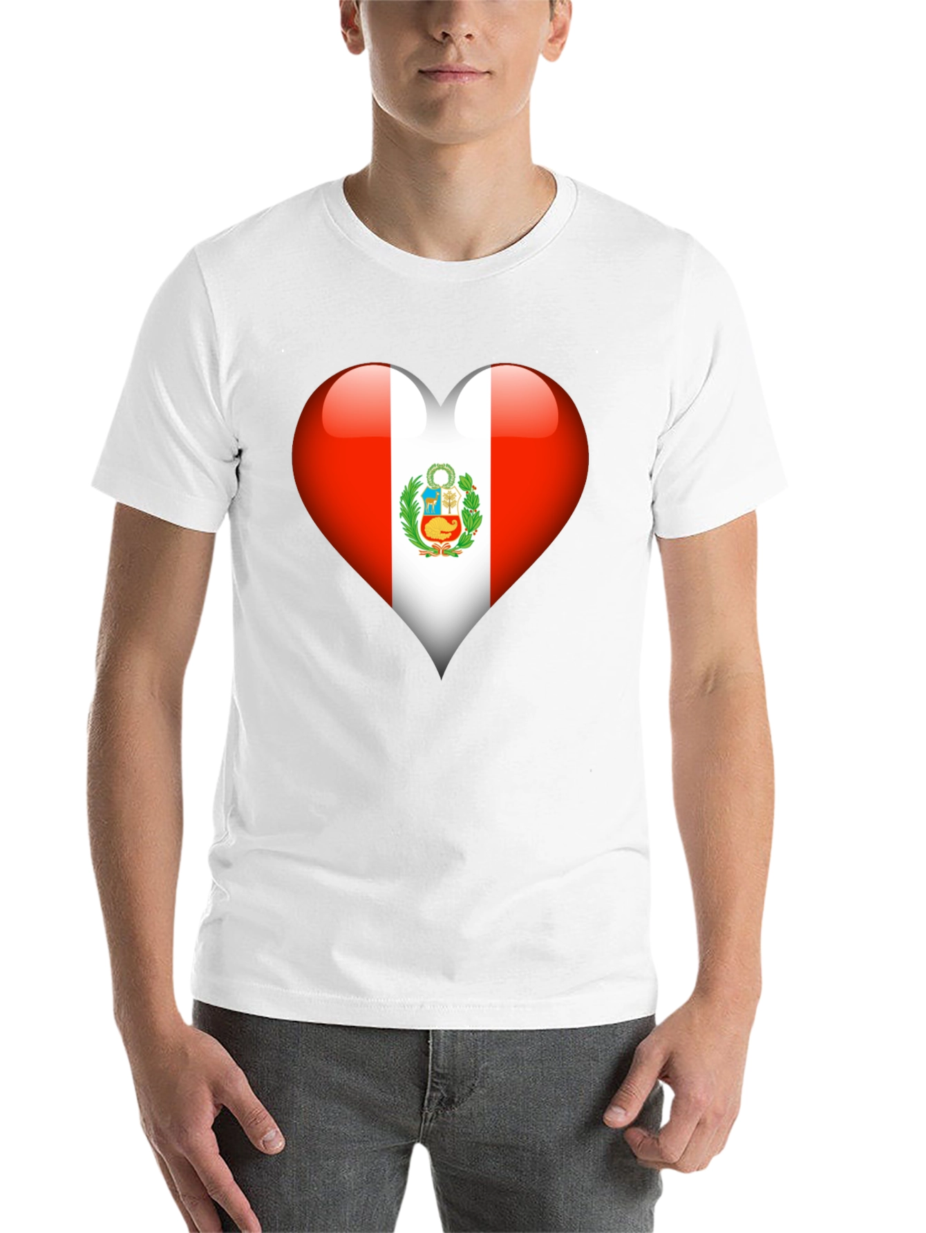 Black Peru Flag Heart T-Shirt - Show Your Pride view 14
