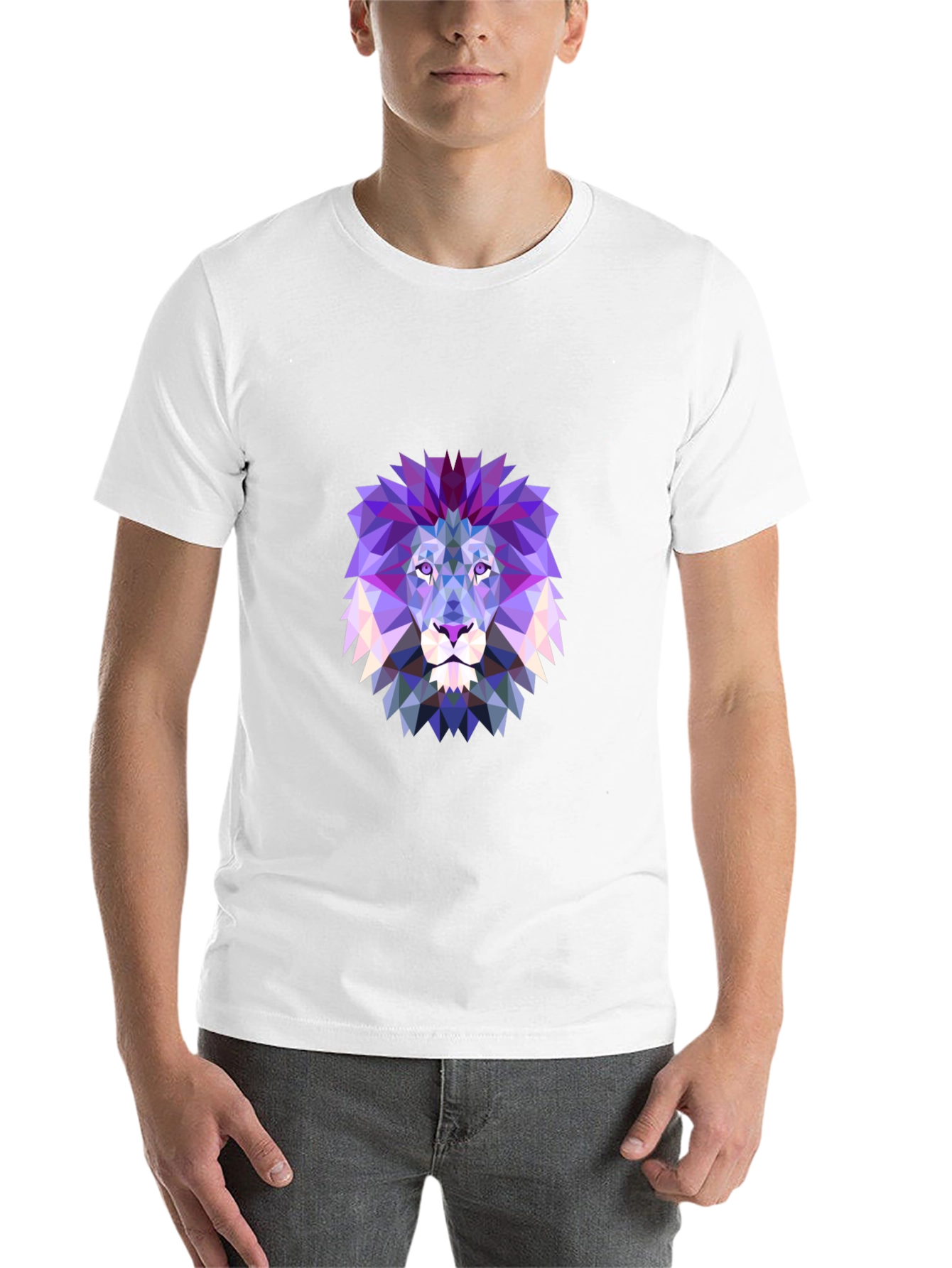 Black Geometric Lion Graphic T-Shirt view 14
