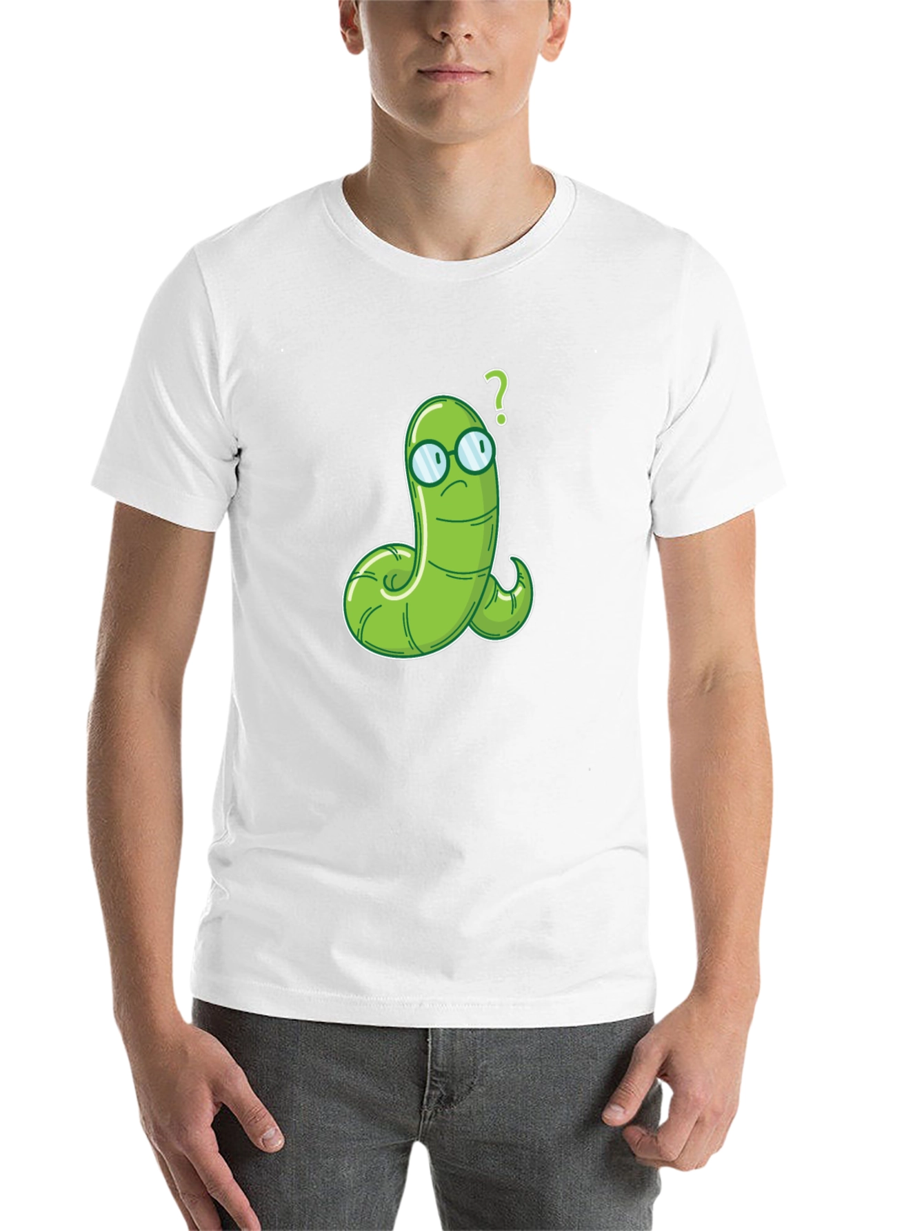 Black Worm with Glasses Graphic Tee - Funny Cartoon T-Shirt view 14