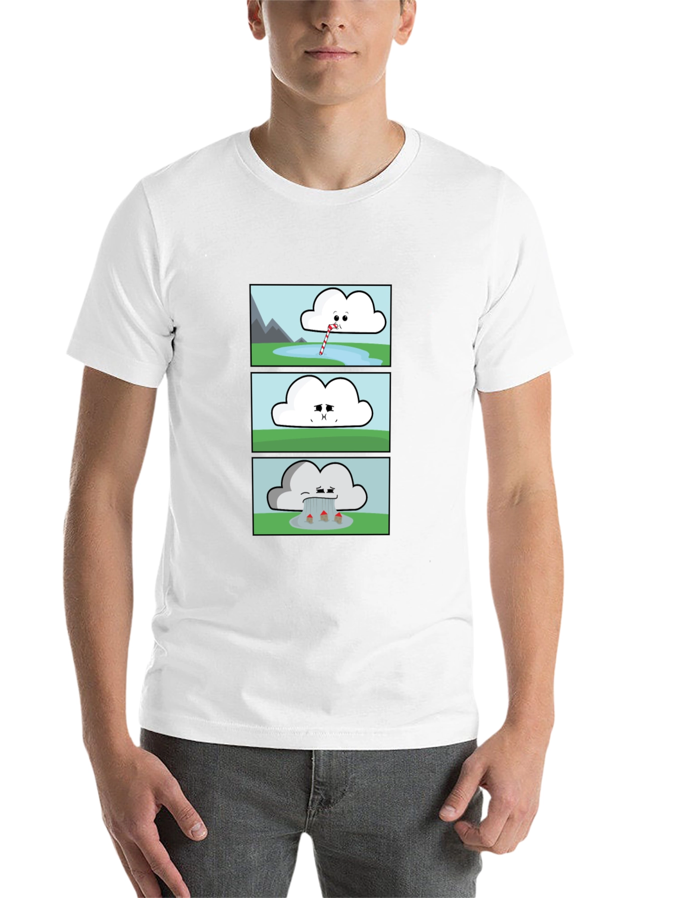 Black Funny Cloud Comic Black T-Shirt view 14