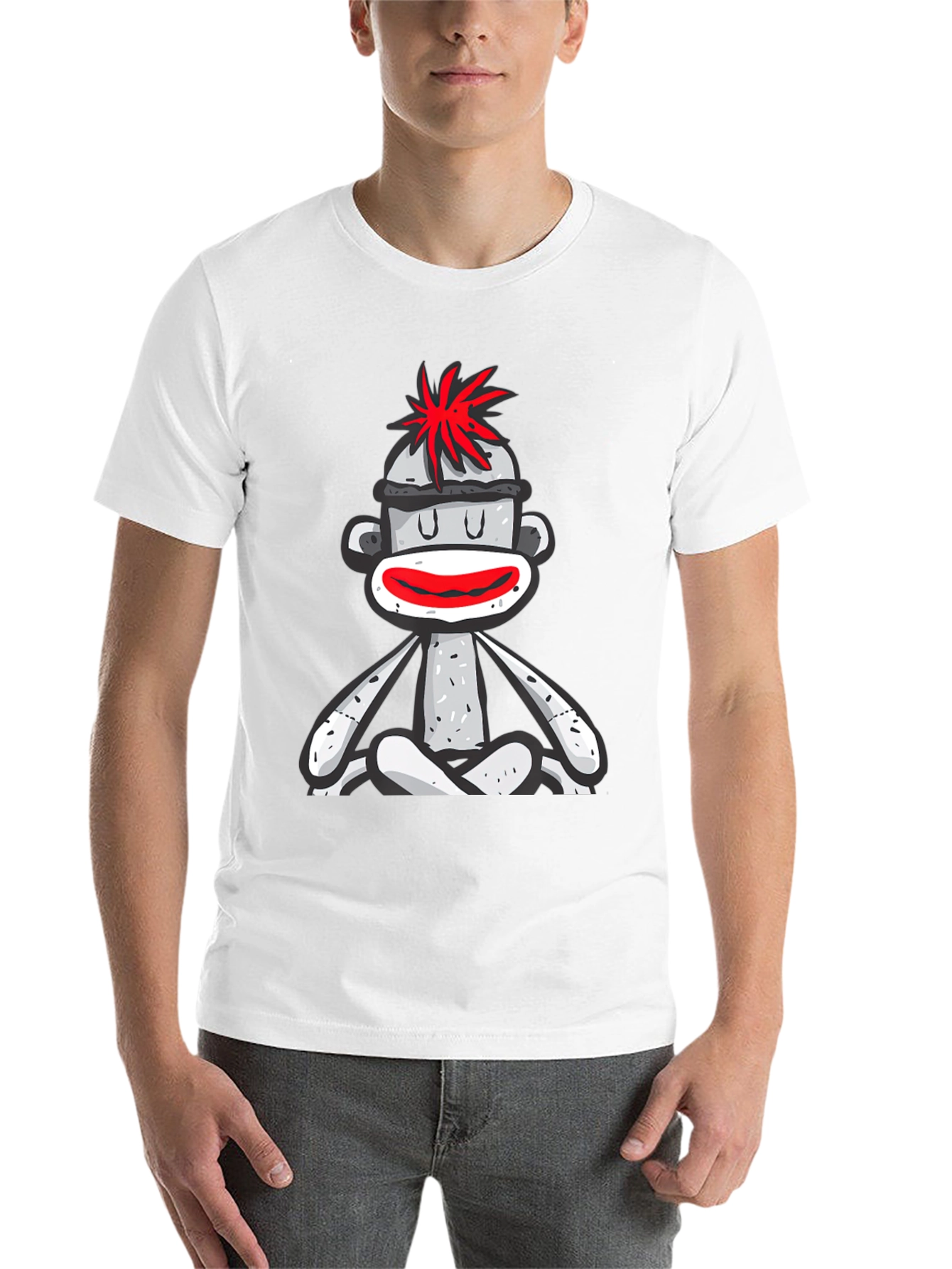 Black Sock Monkey T-Shirt - Meditating Design view 14