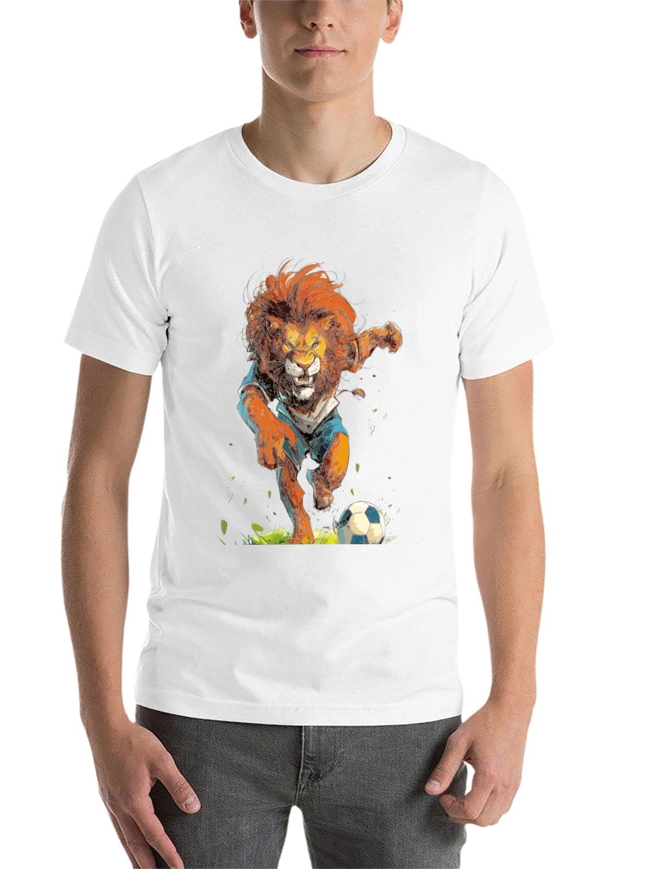 Black Lion Soccer T-Shirt - Black Graphic Tee view 14