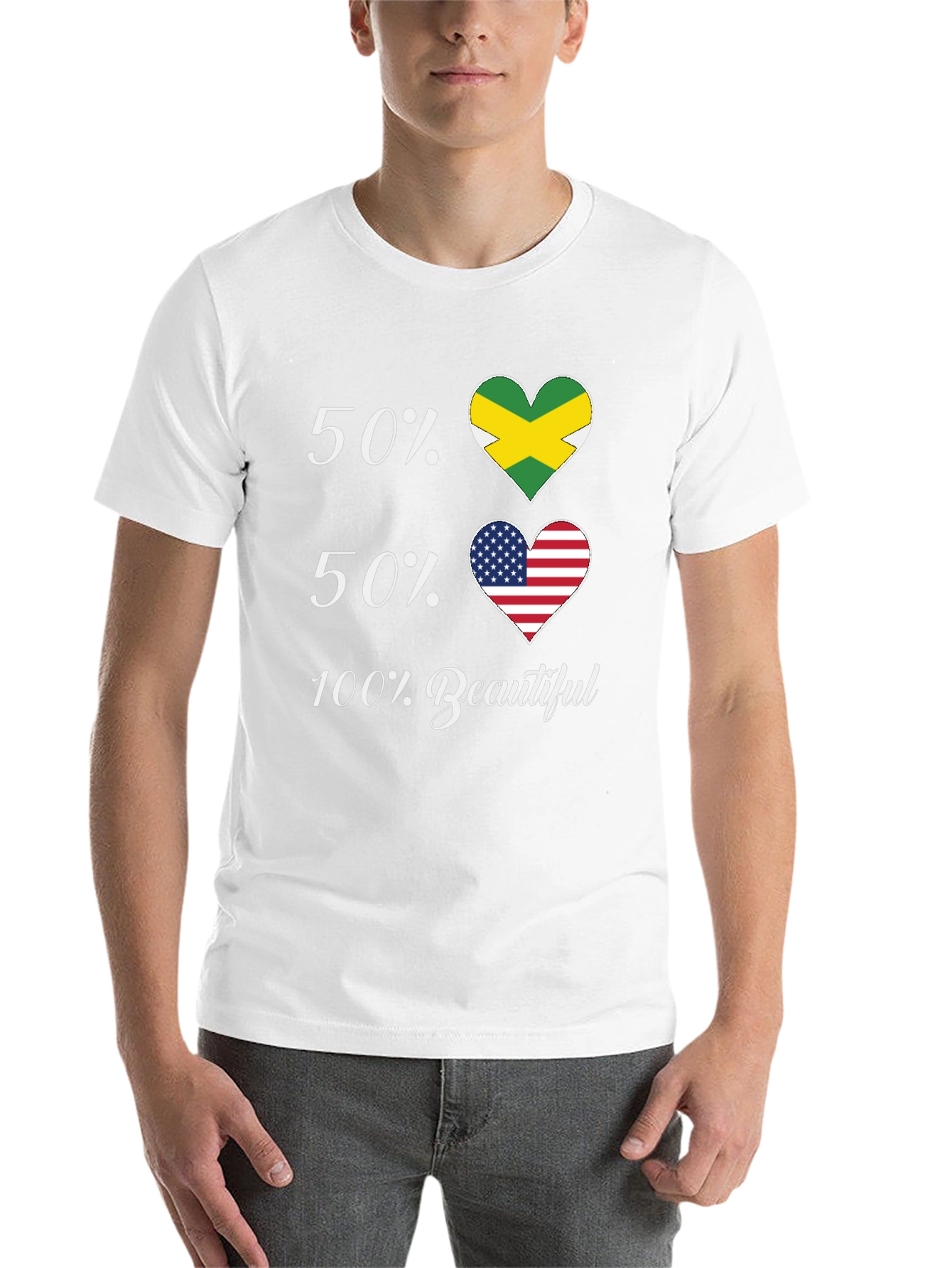 Jamaican American Pride T-Shirt - 50/50 Flags - 14