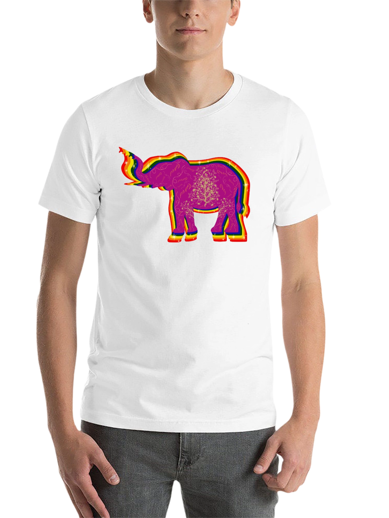 Black Rainbow Elephant Graphic Tee - Unique Design view 14