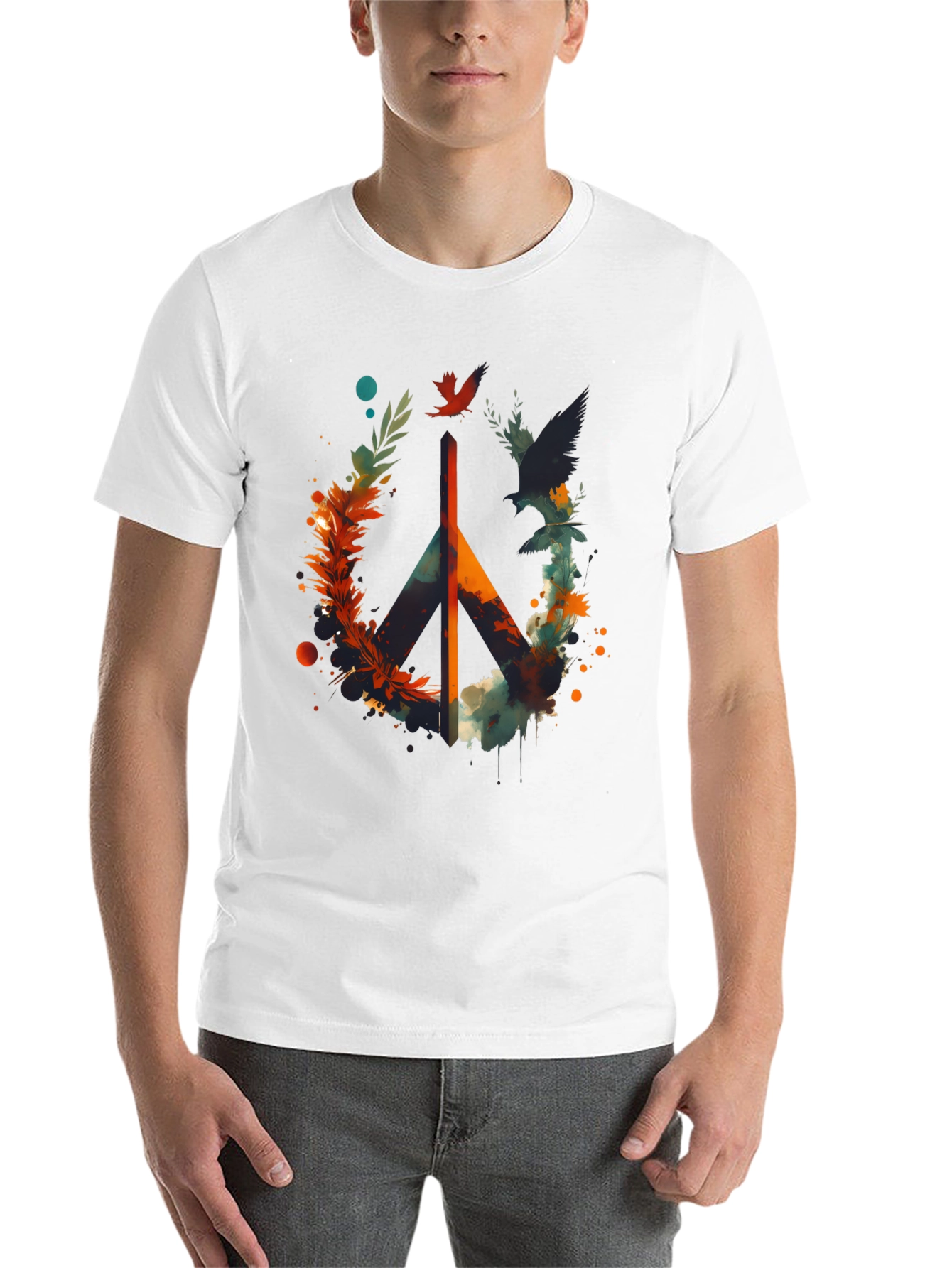 Black Peace Sign Graphic Tee - Men's Black T-Shirt view 14