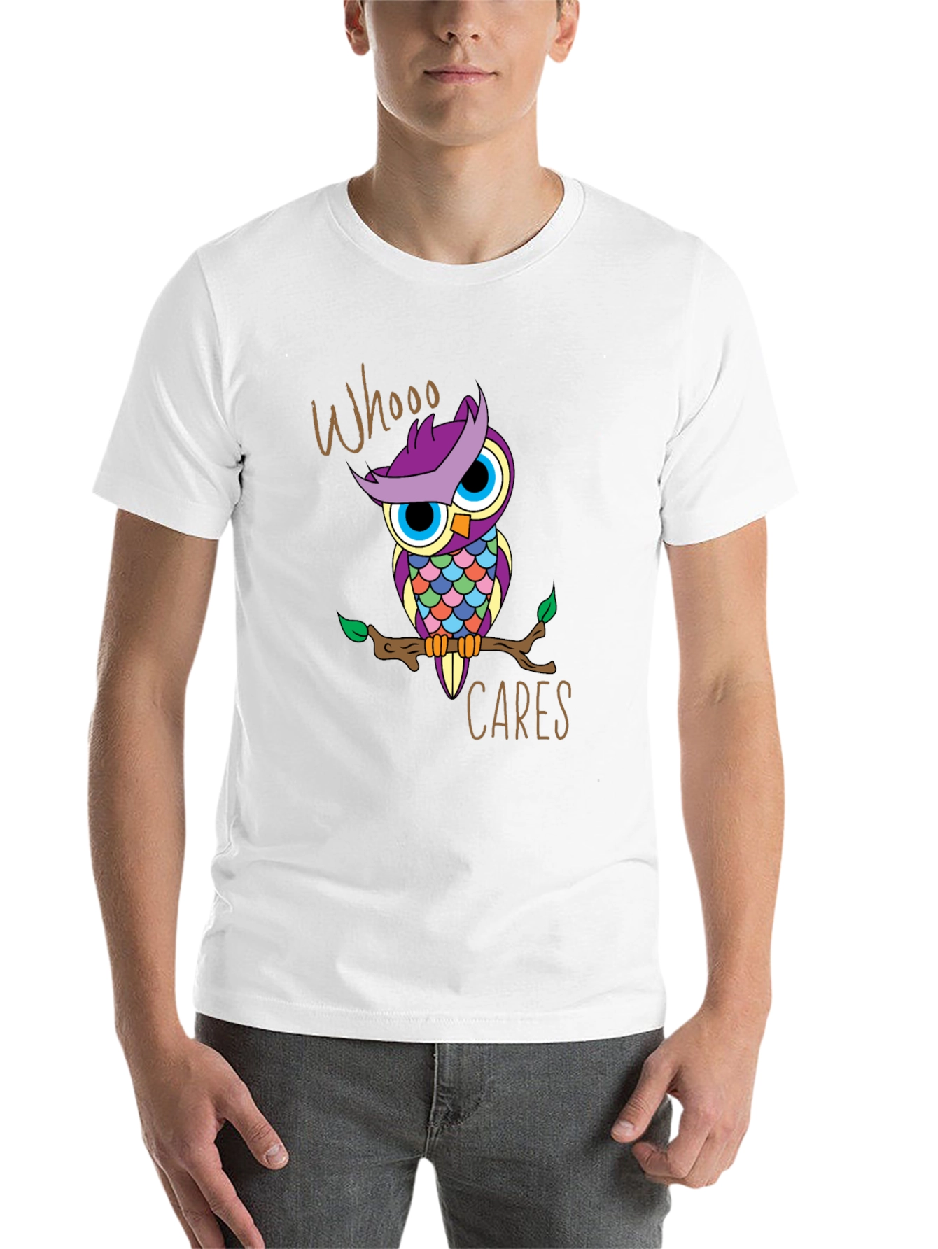 Black Whooo Cares Owl Graphic Print T-Shirt view 14