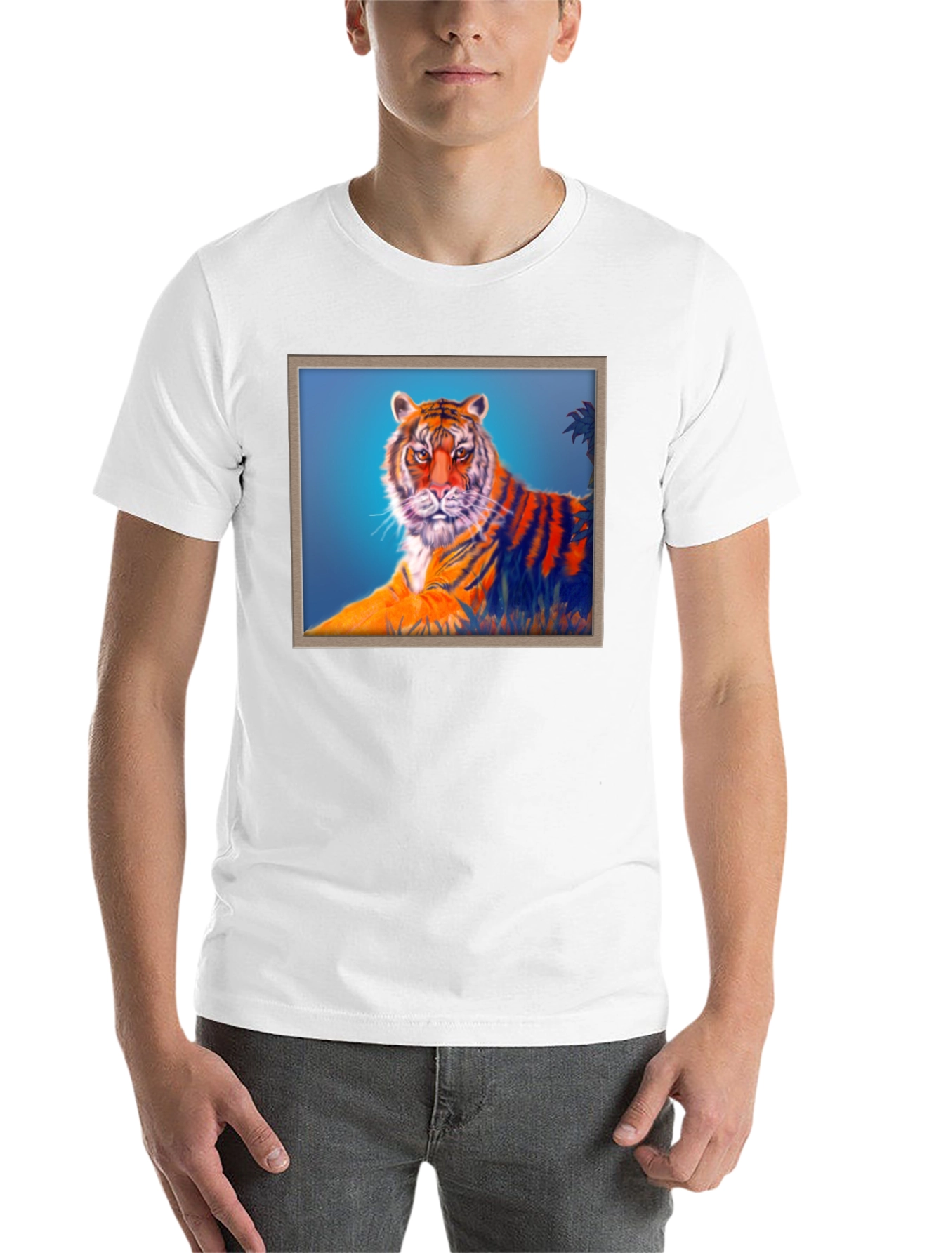 Black Tiger Graphic Print Crew Neck T-Shirt view 14