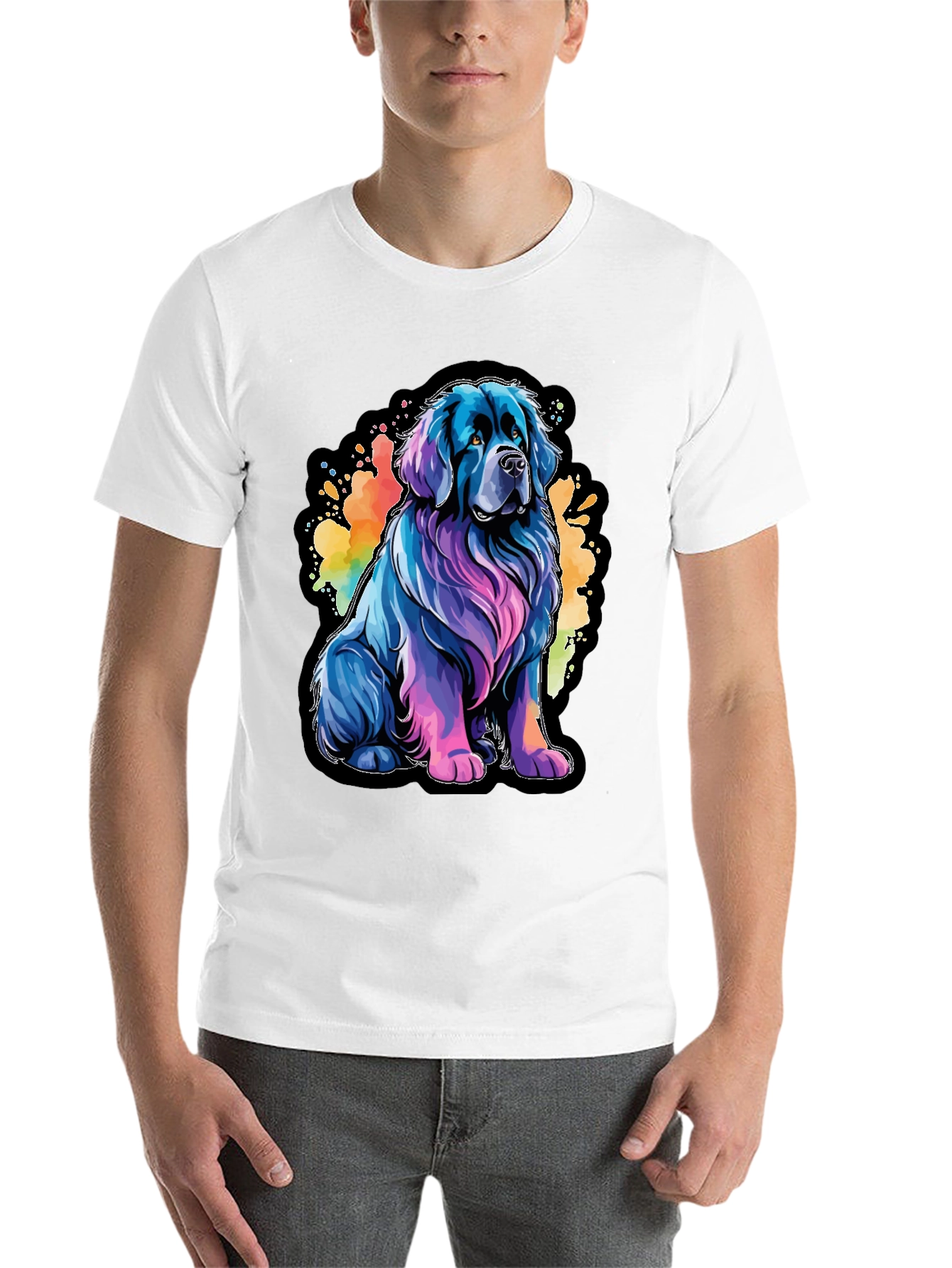Black Colorful Dog Graphic Tee - Soft Cotton Blend view 14