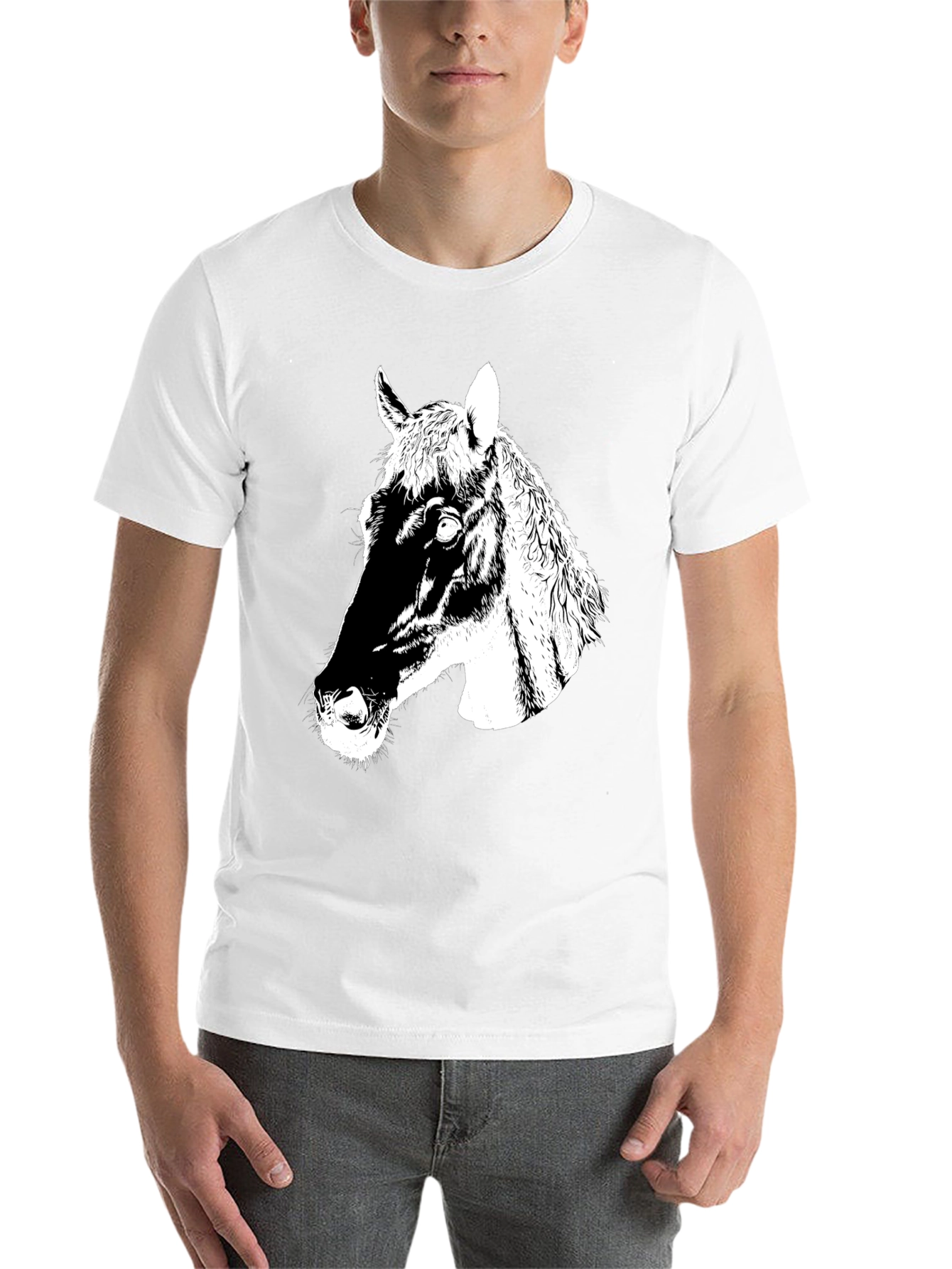 Black Men's Black Horse Graphic T-Shirt view 14