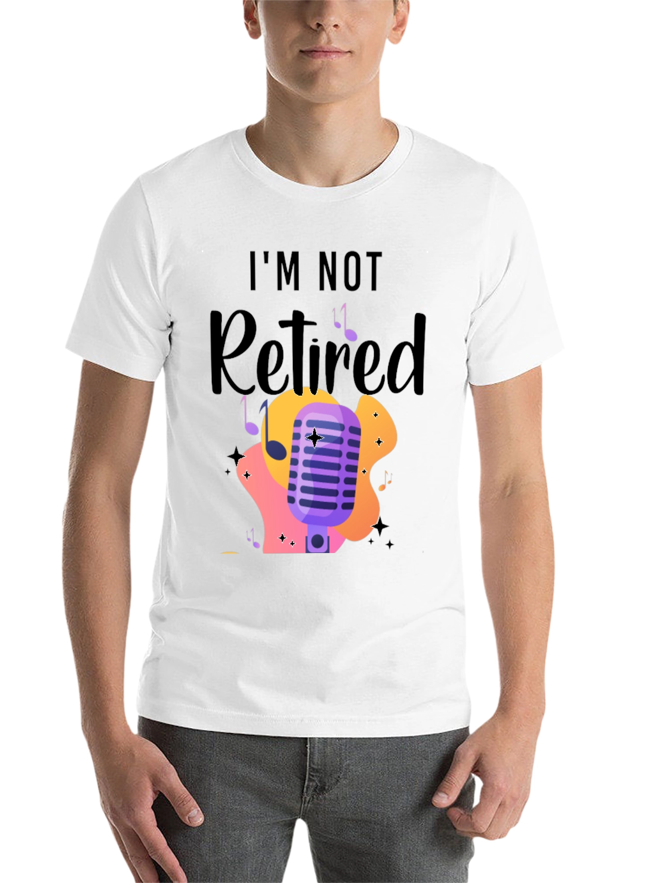Black I'm Not Retired Music Lover T-Shirt view 14