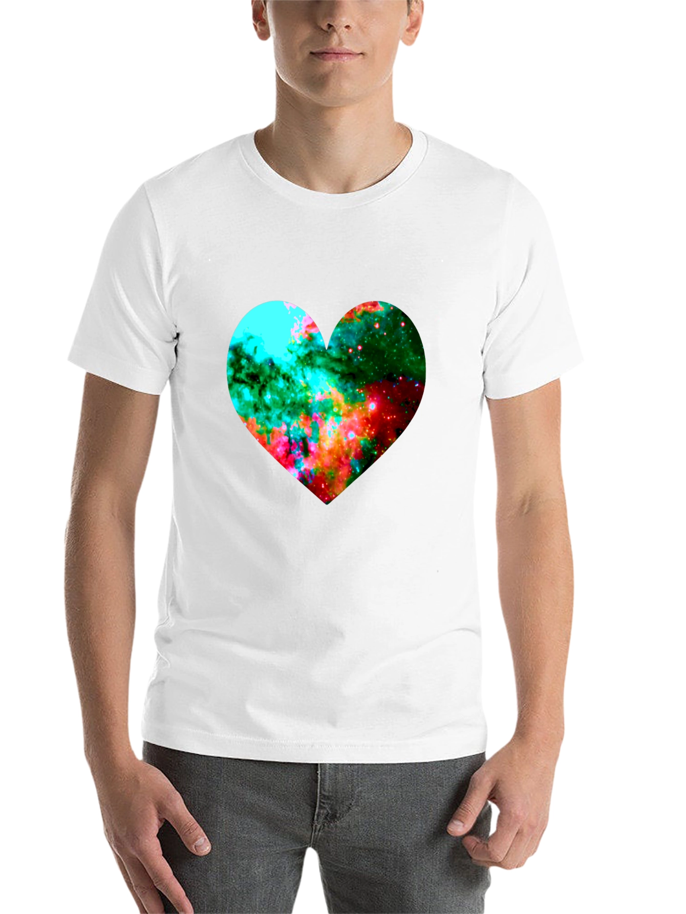 Black Galaxy Heart Graphic Black T-Shirt view 14