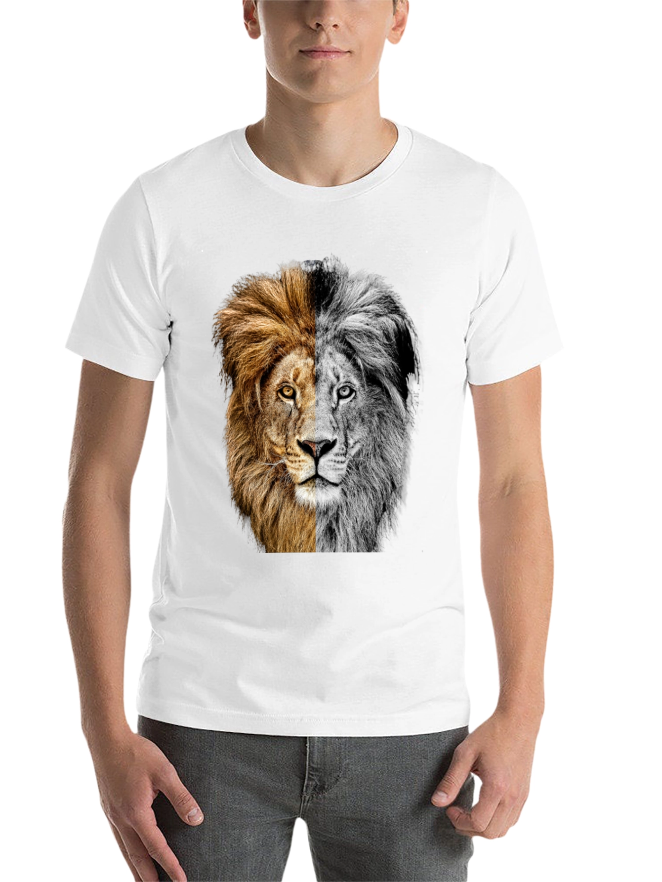 Black Two-Faced Lion Graphic Tee - Bold Animal Print view 14