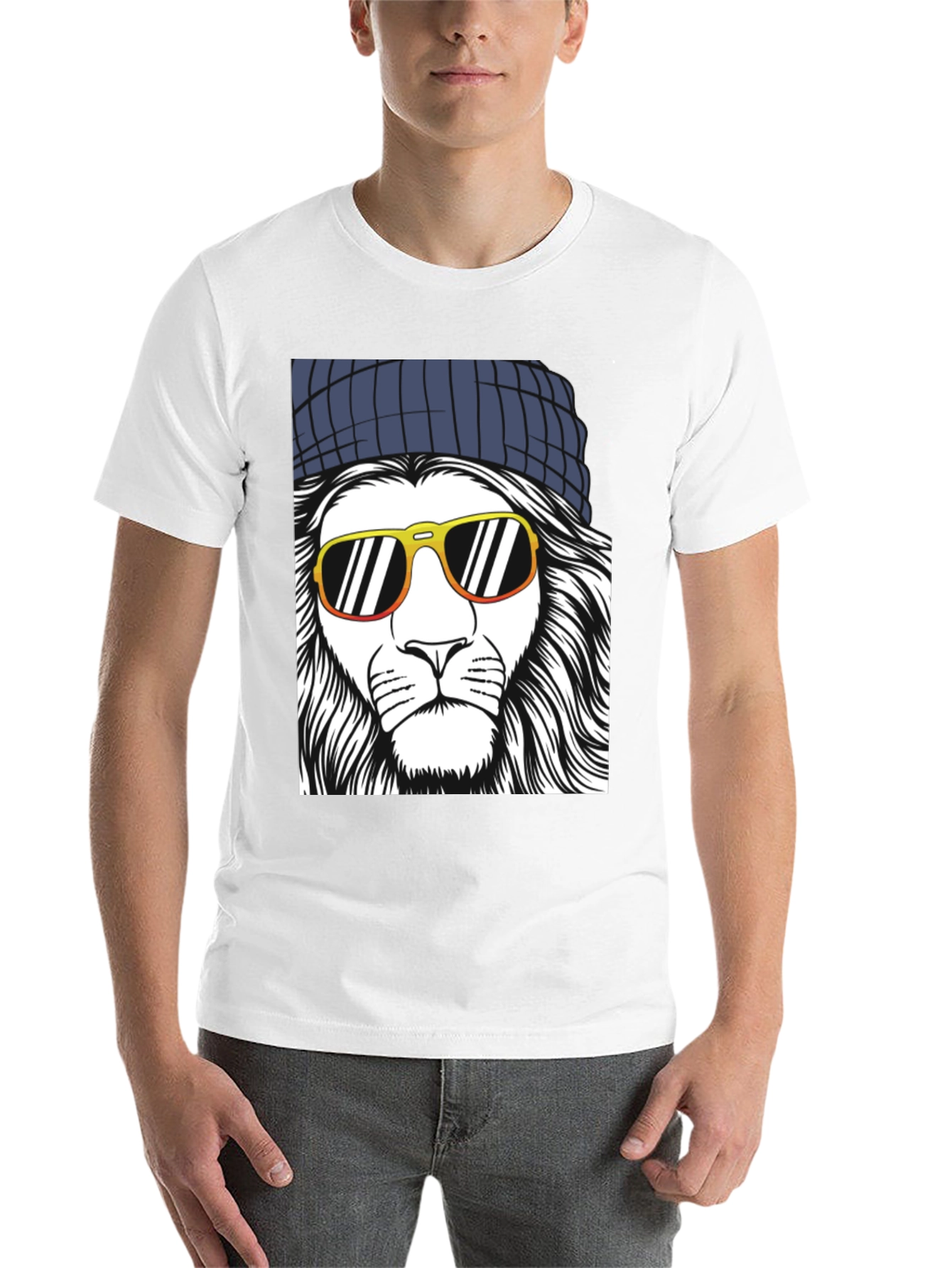 Black Cool Lion Graphic Tee - Men's Black T-Shirt view 14