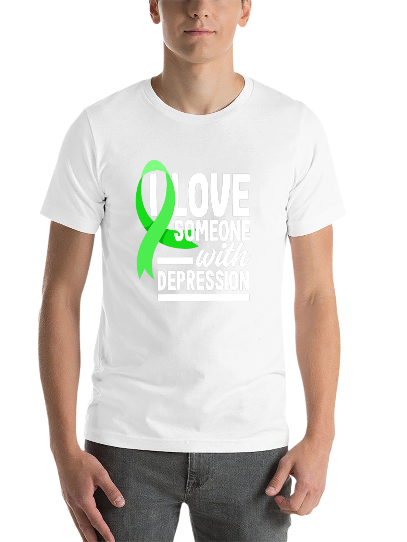 Black I Love Someone With Depression Awareness T-Shirt view 14