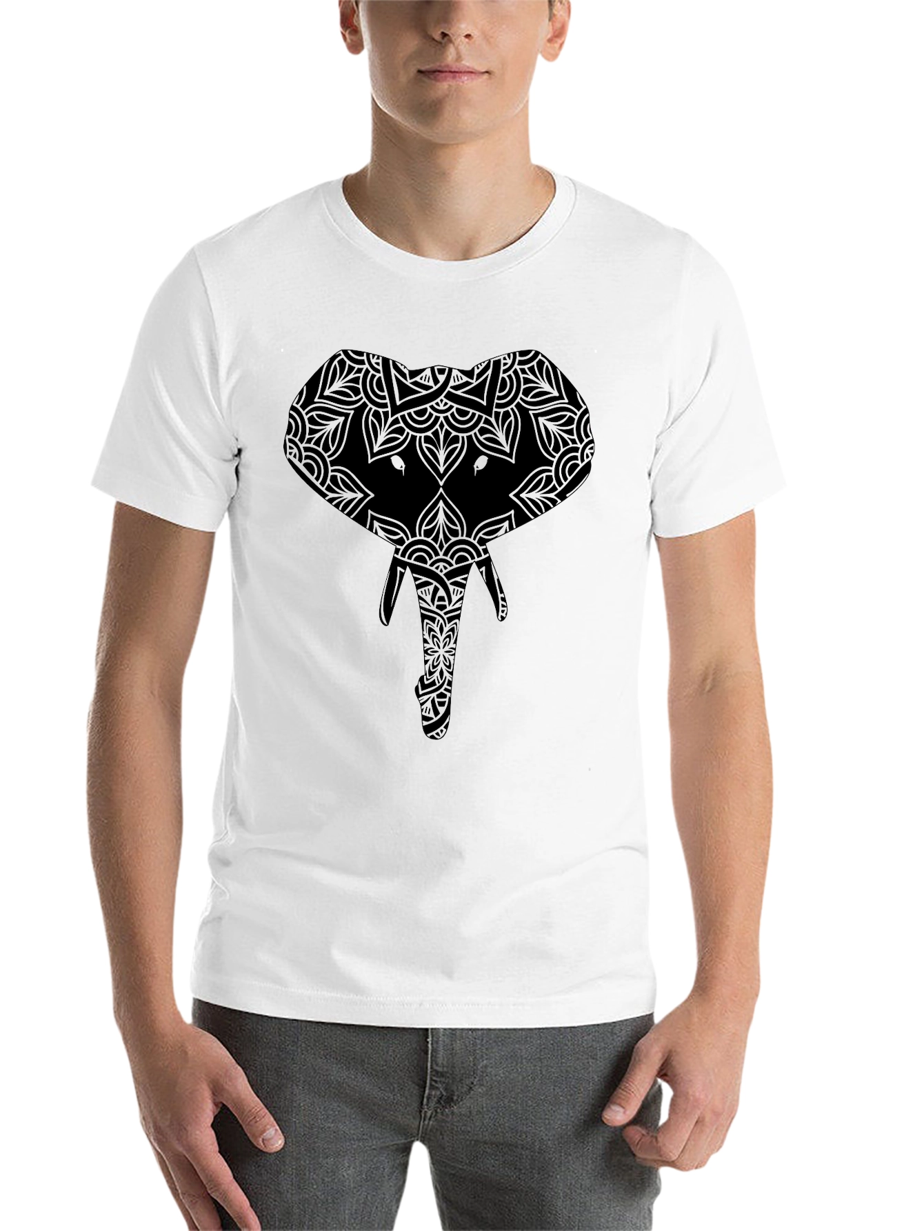 Black Elephant Mandala Graphic Tee - Black view 14