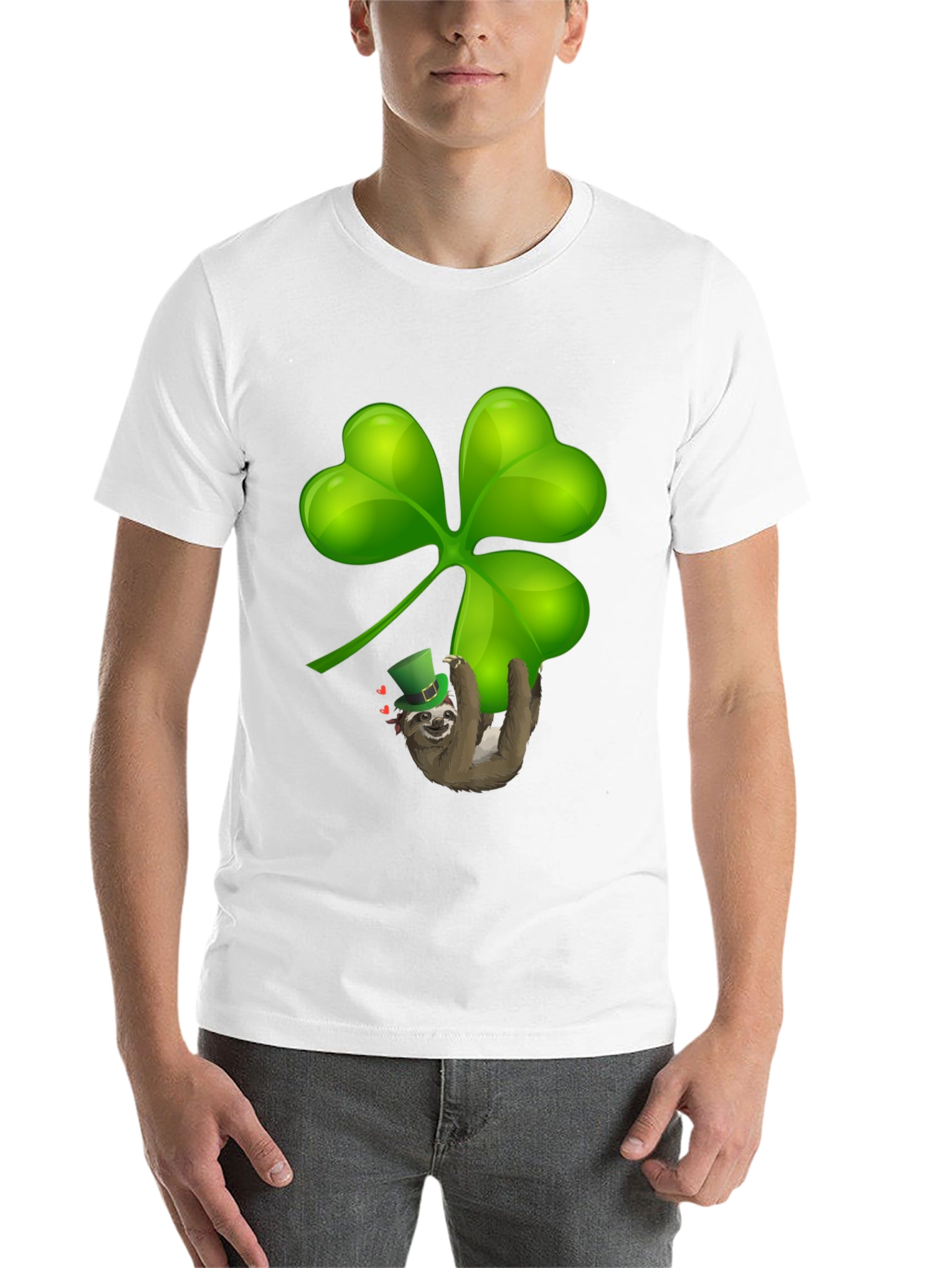 Black Sloth Shamrock T-Shirt - St. Patrick's Day Luck view 14
