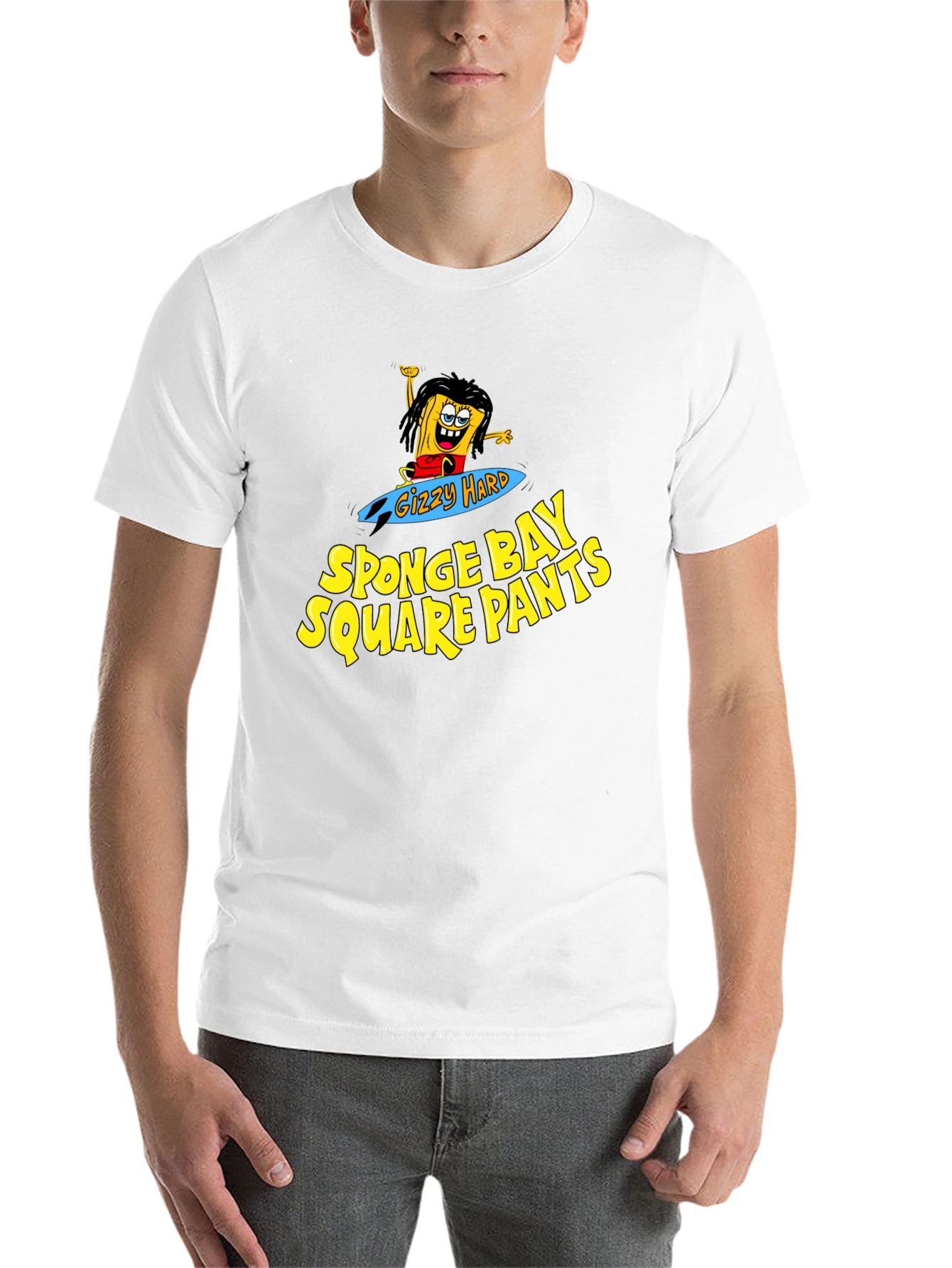 Black Sponge Bay Square Pants T-Shirt - Gizzy Hard Parody Tee view 14