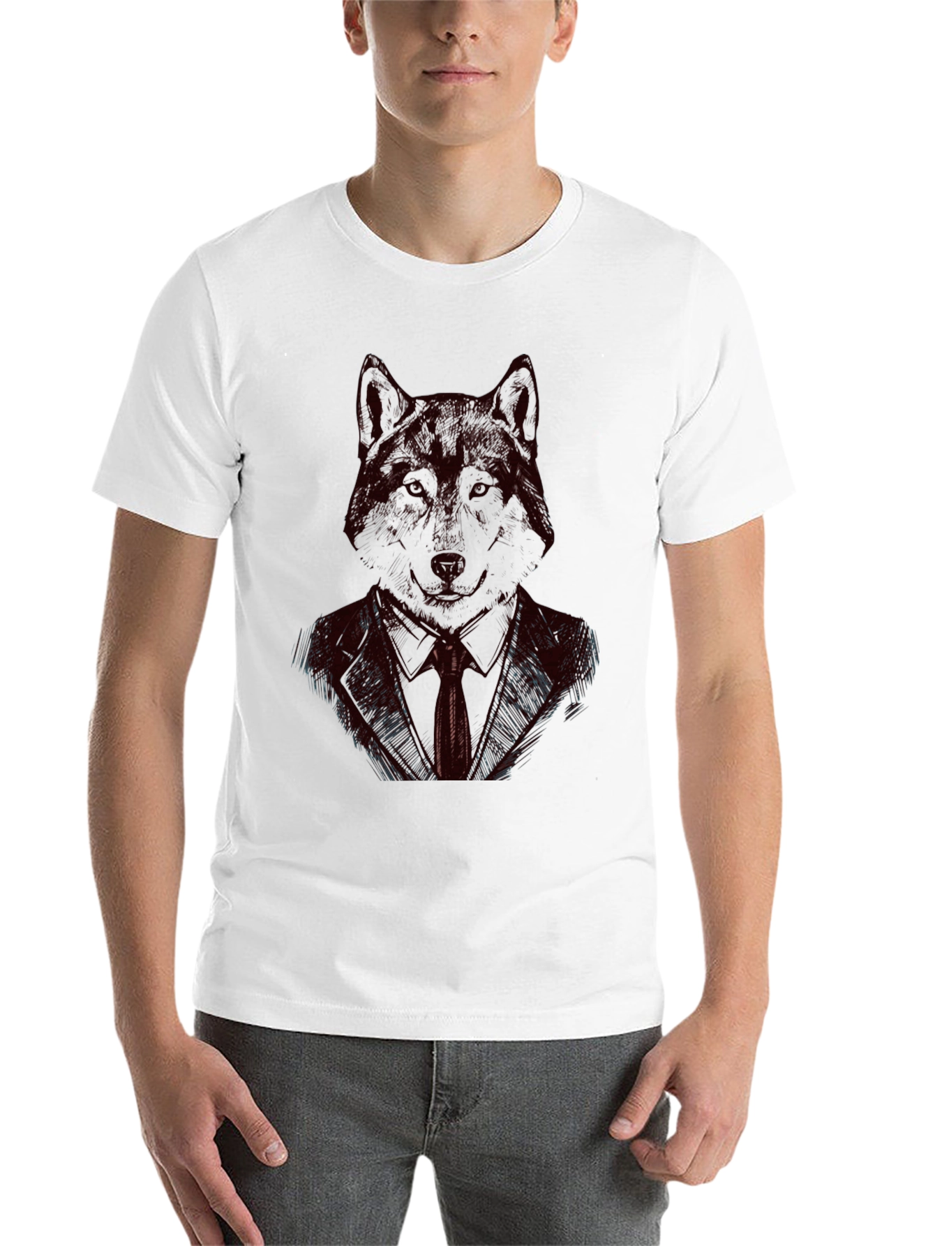 Black Wolf in Suit Black T-Shirt - Unique Graphic Tee view 14