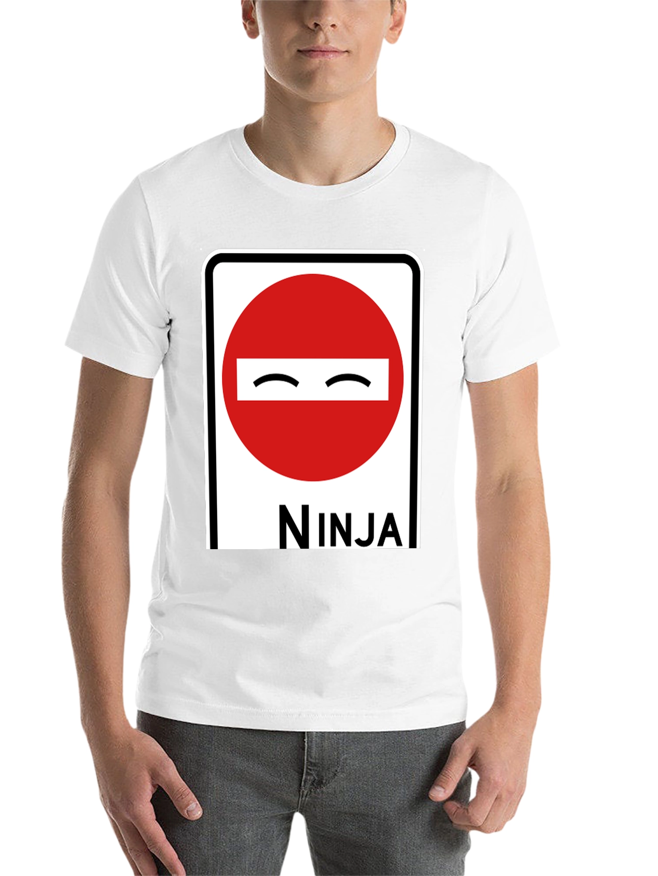 Black Ninja Road Sign Graphic T-Shirt view 14