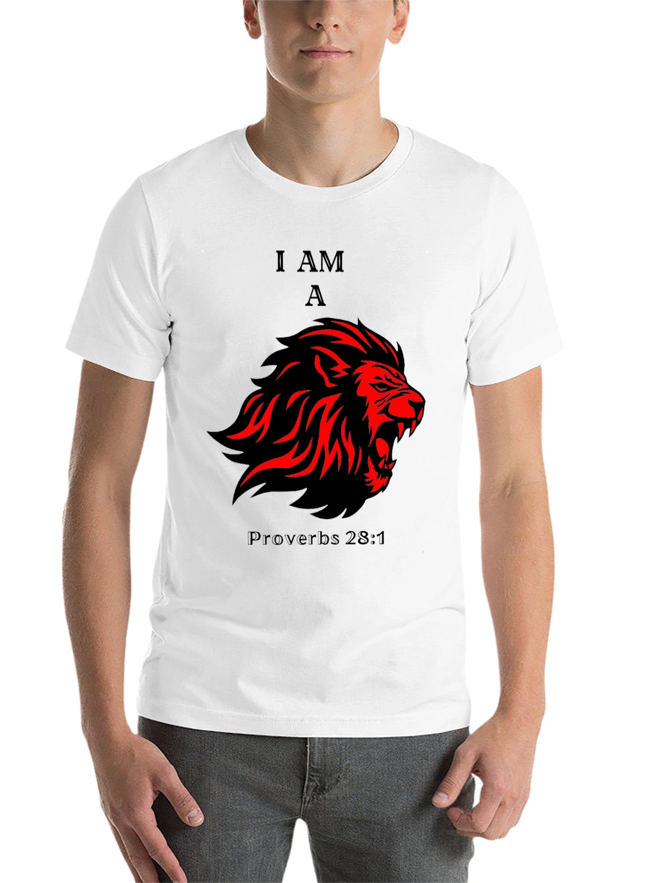 I AM A Lion - Proverbs 28:1 T-Shirt - Black - 14