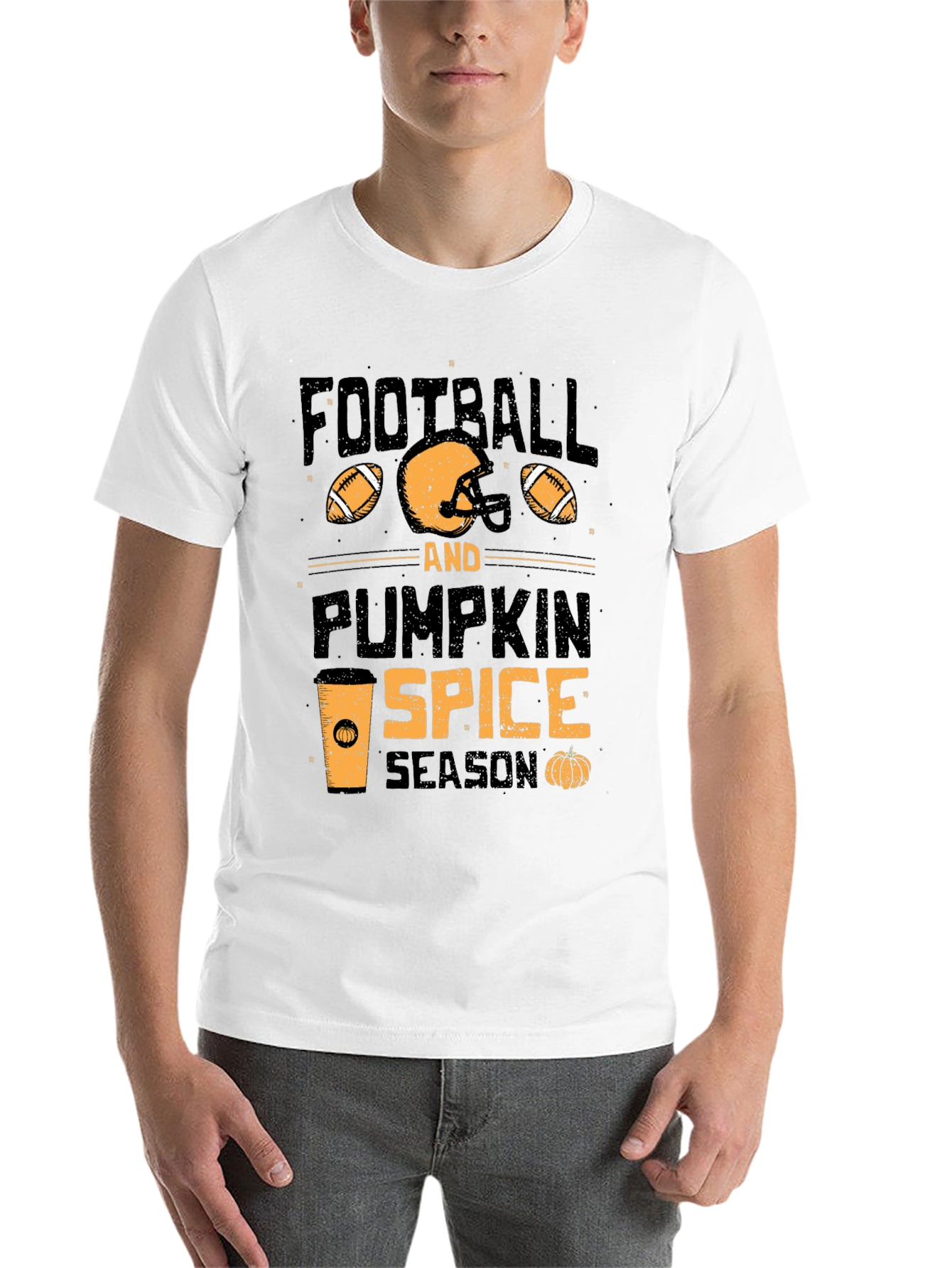 Black Football & Pumpkin Spice Season T-Shirt view 14