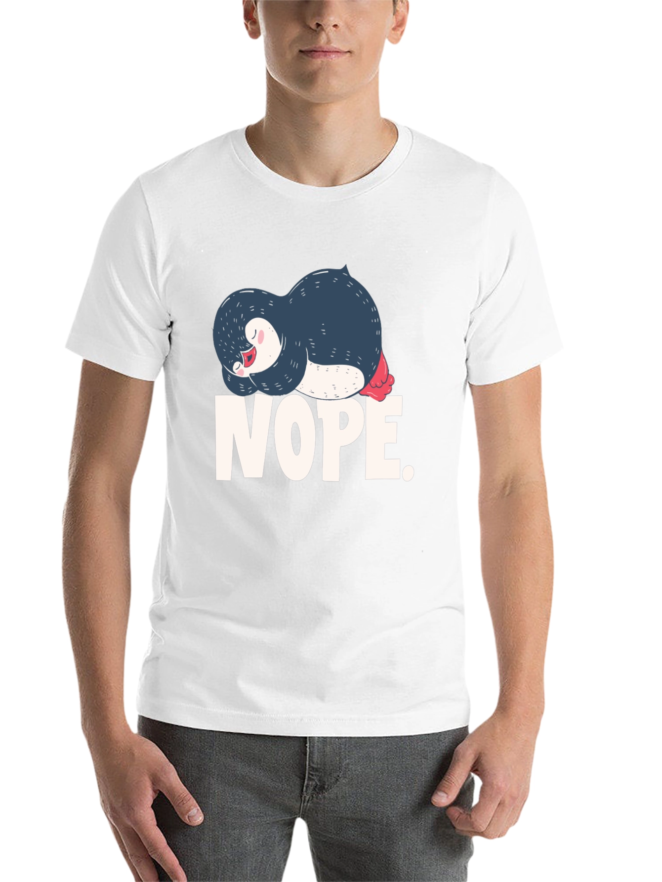 Black Nope Penguin Graphic T-Shirt view 14