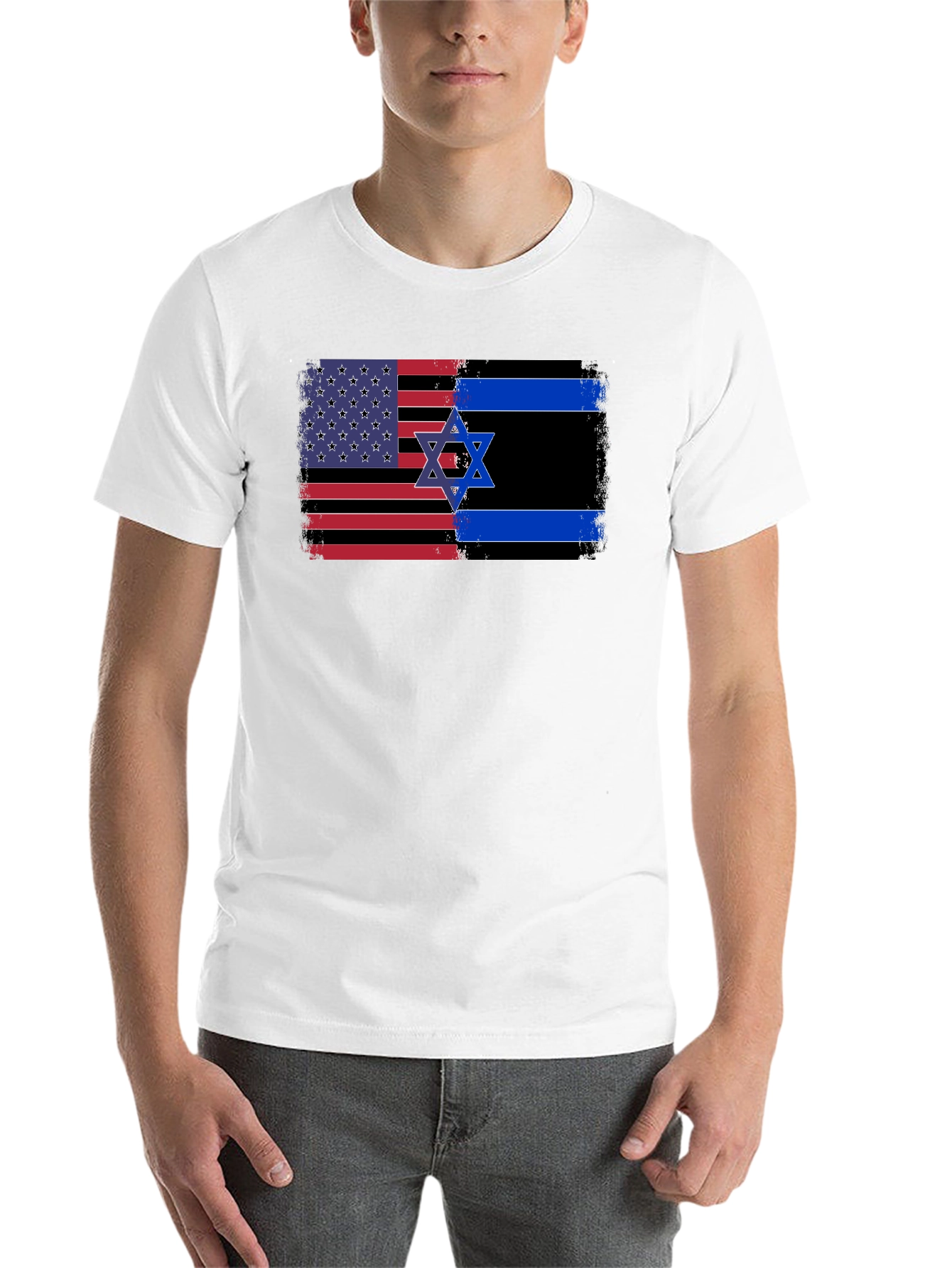 Black USA Israel Flag Graphic Tee view 14