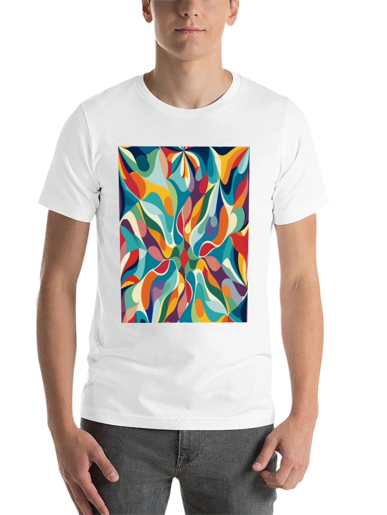 Black Retro Abstract Graphic Print Tee - Bold Style view 14