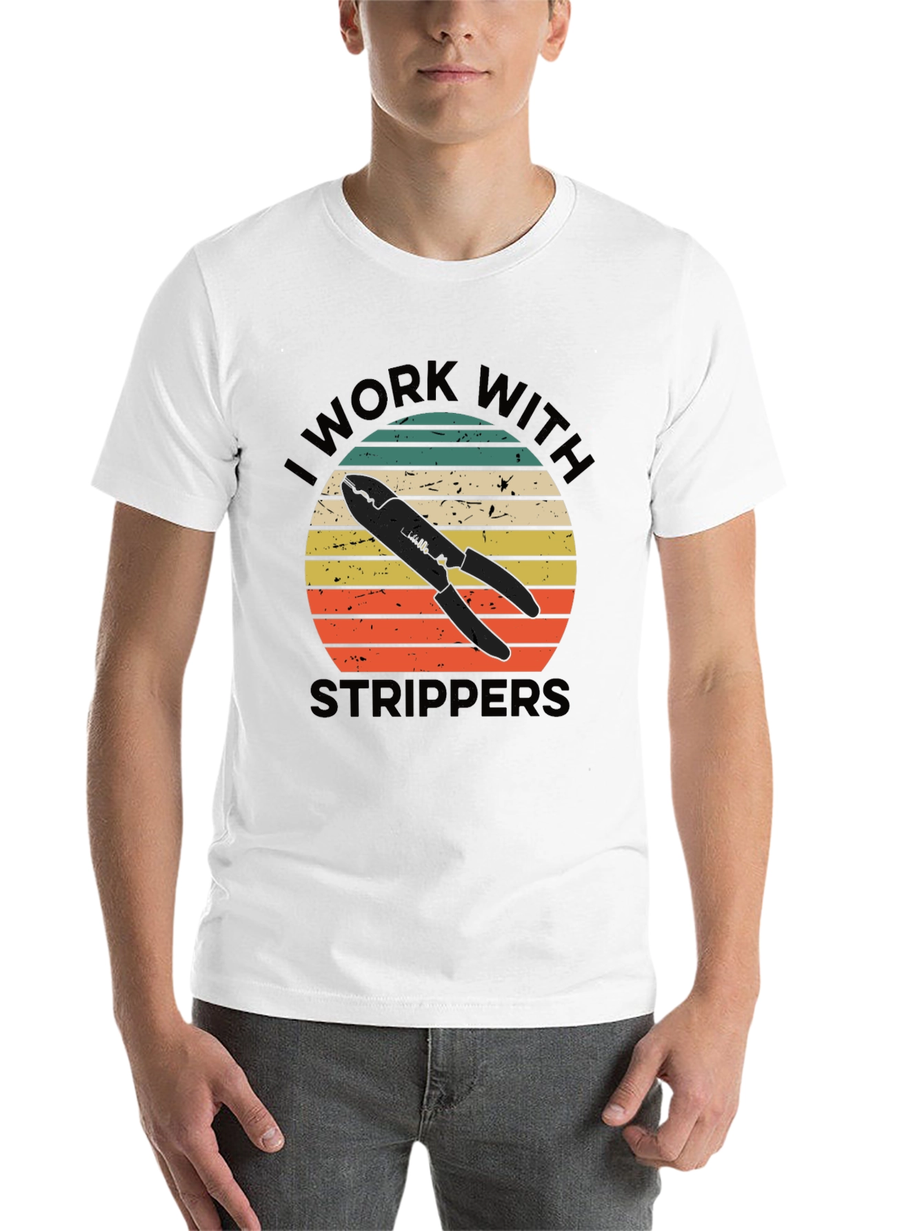 Black I Work With Strippers Funny Electrician T-Shirt view 14