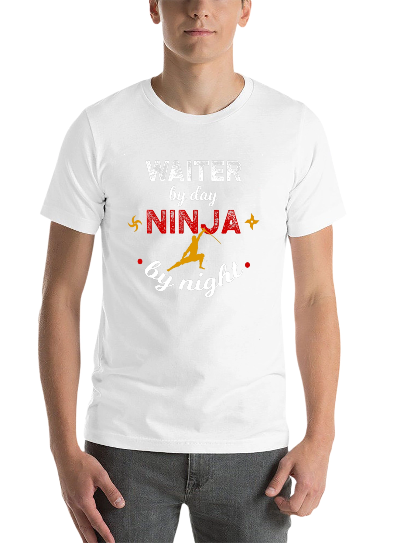 Black Waiter by Day Ninja by Night Graphic Tee view 14