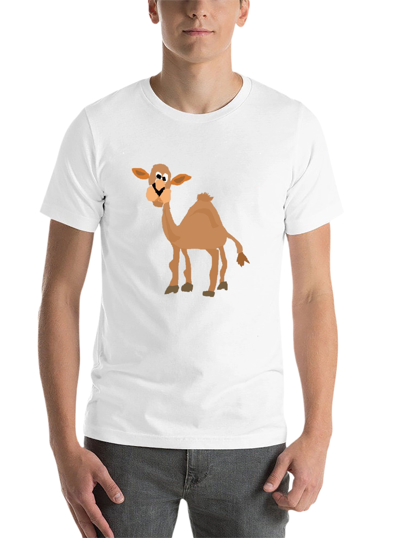 Black Cartoon Camel Graphic T-Shirt - Black Cotton Blend view 14
