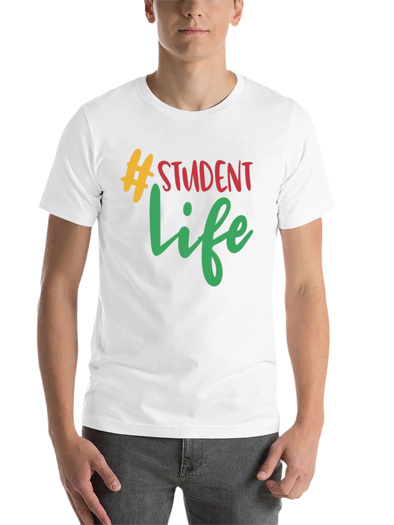 Black Student Life Graphic Tee - Black Cotton T-Shirt view 14