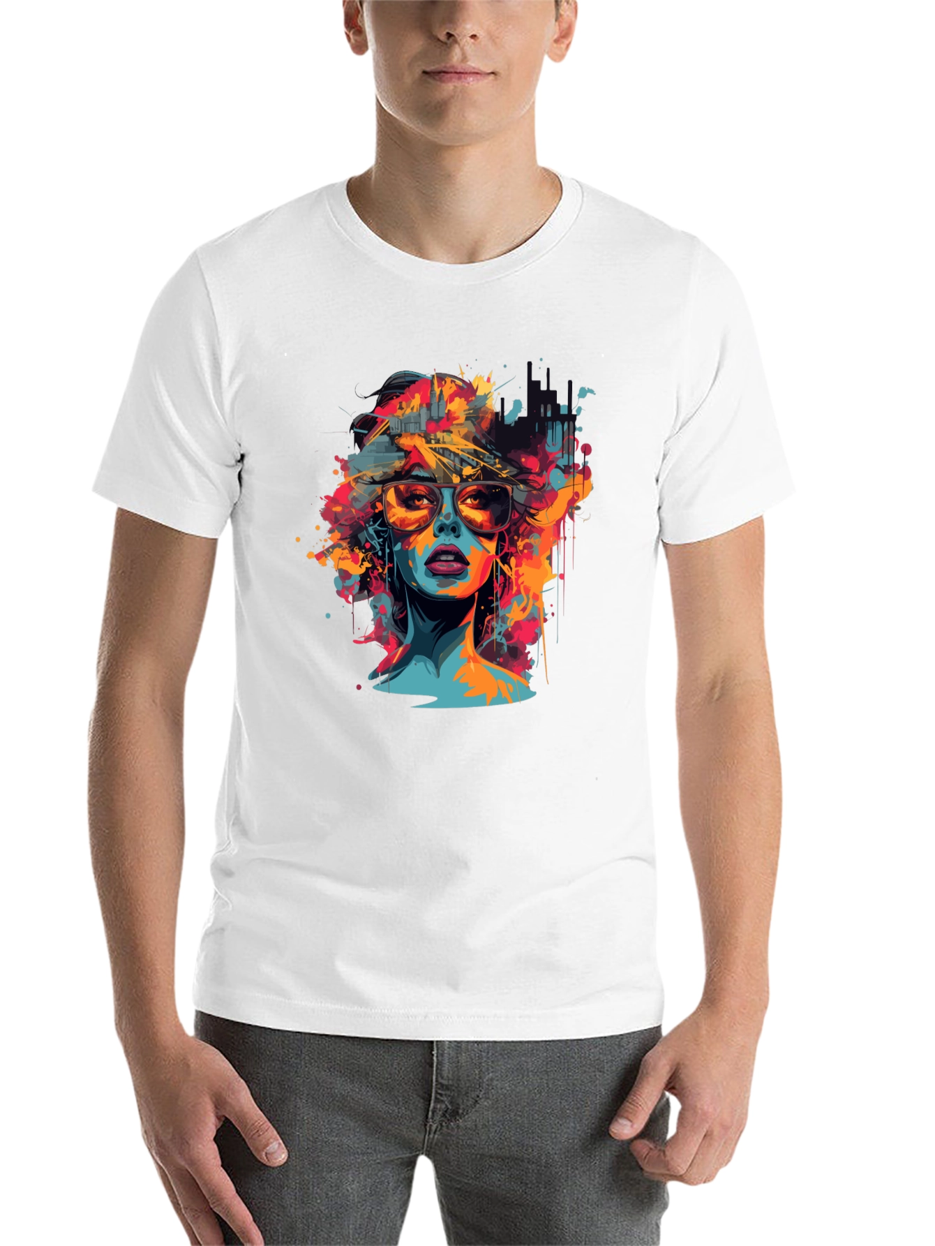 Black Vibrant Woman Graphic Tee - Unisex Black T-Shirt view 14
