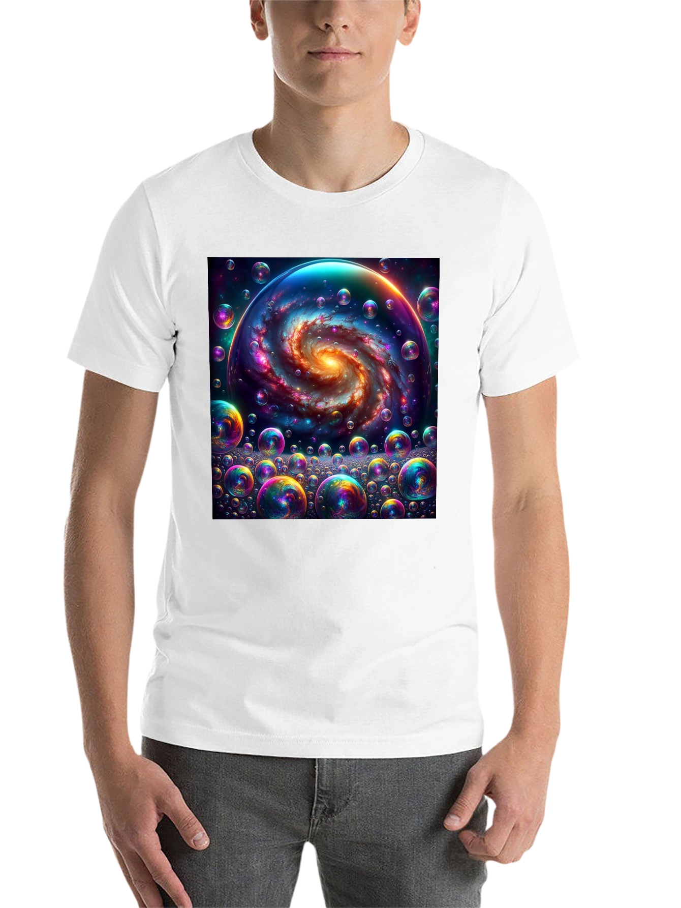 Black Galaxy Bubbles Graphic Tee - Cosmic Style view 14