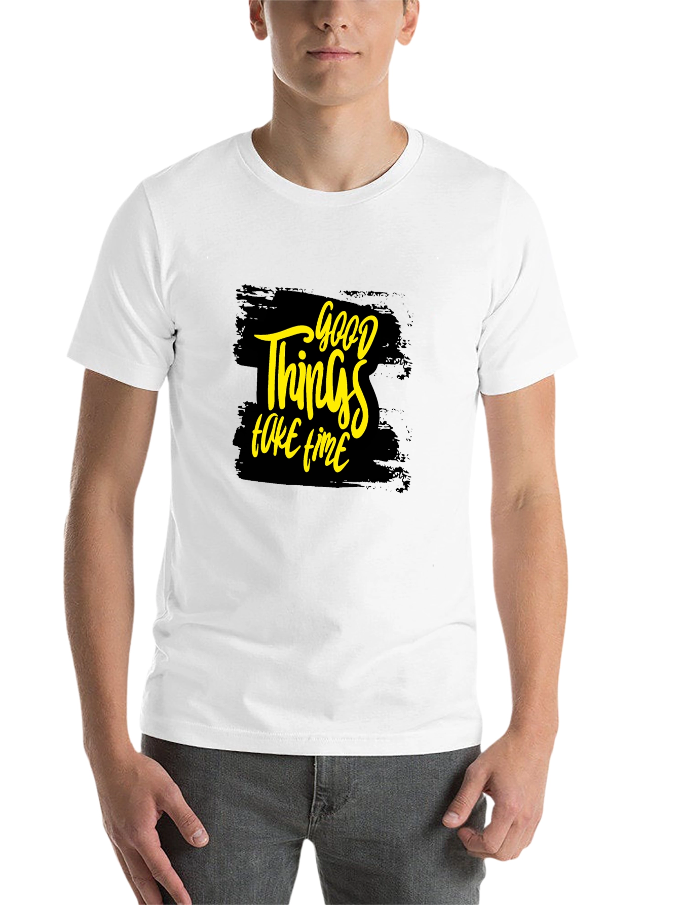 Black Good Things Take Time T-Shirt - Black view 14