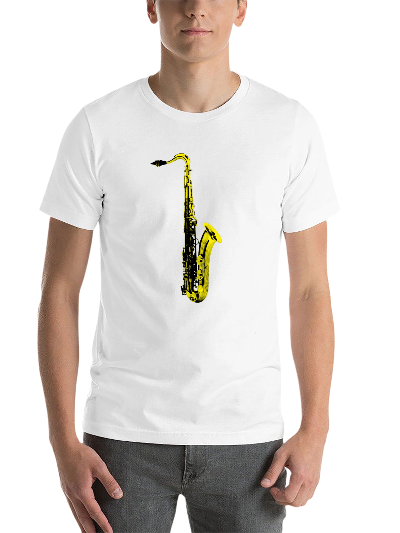 Black Saxophone Graphic Print T-Shirt - Black view 14