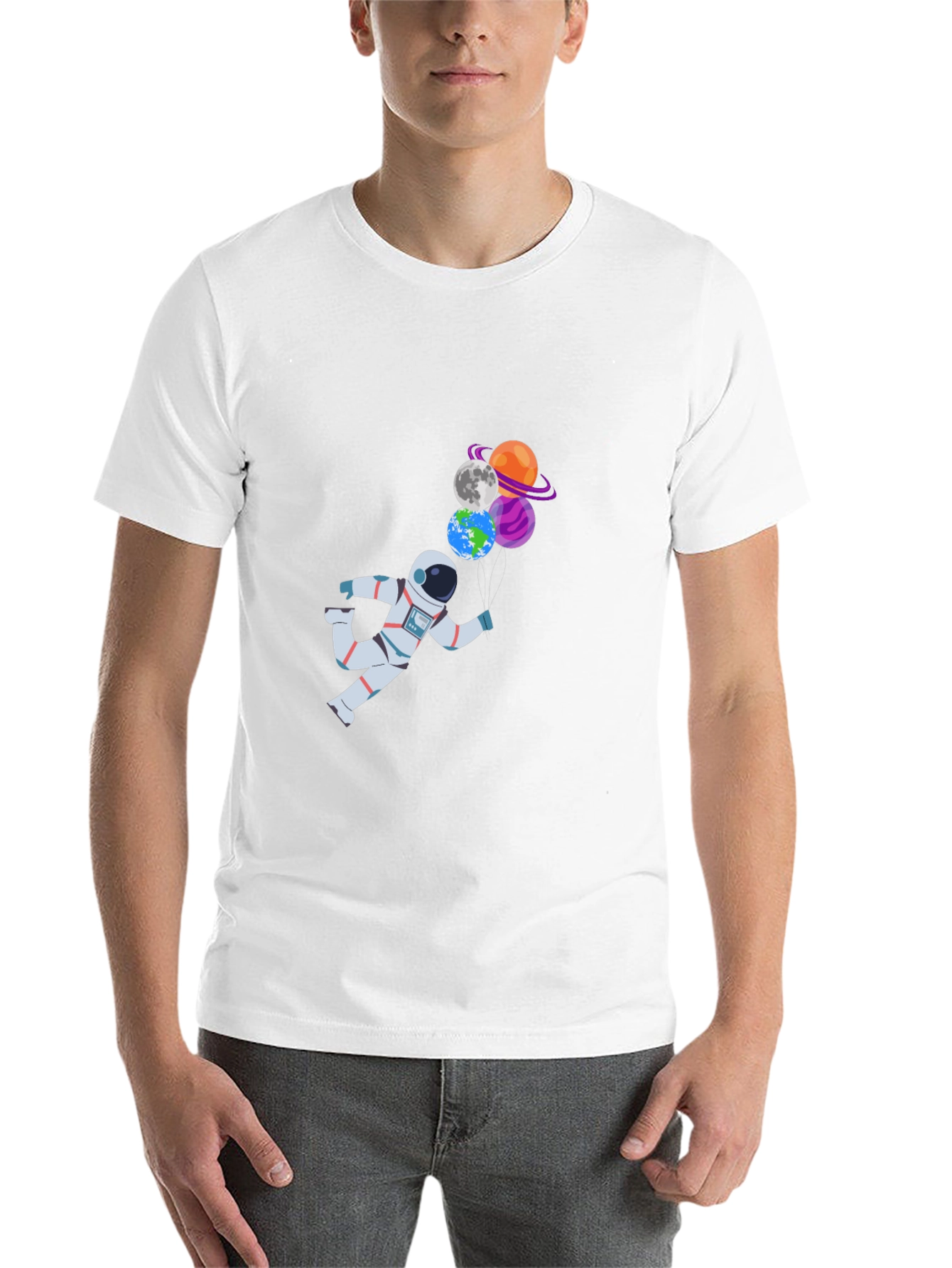 Black Astronaut & Planet Balloons Graphic T-Shirt view 14