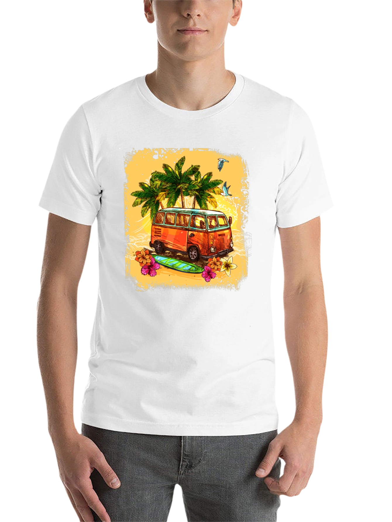 Black Retro Beach Van Graphic Tee view 14
