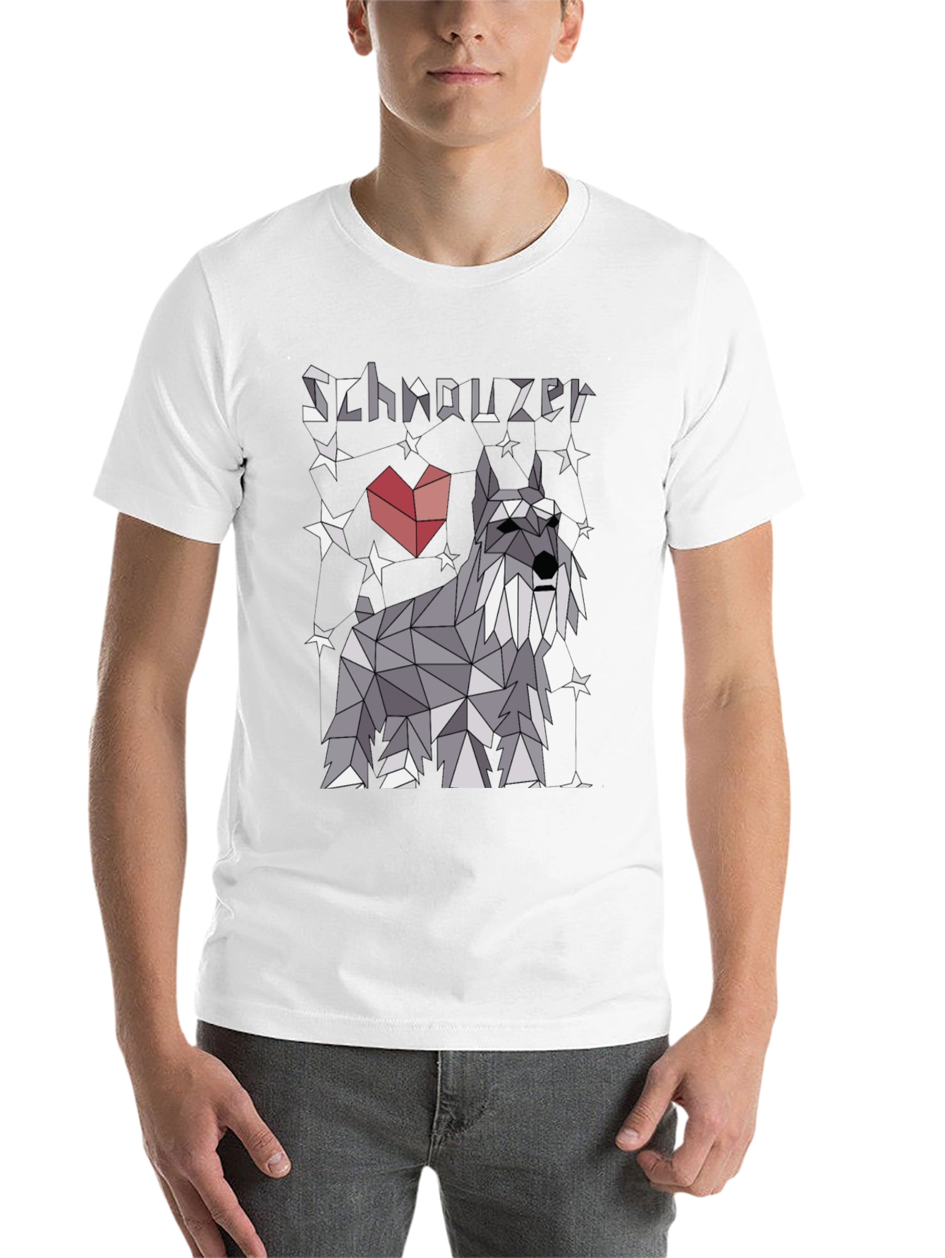 Black Geometric Schnauzer Graphic T-Shirt view 14