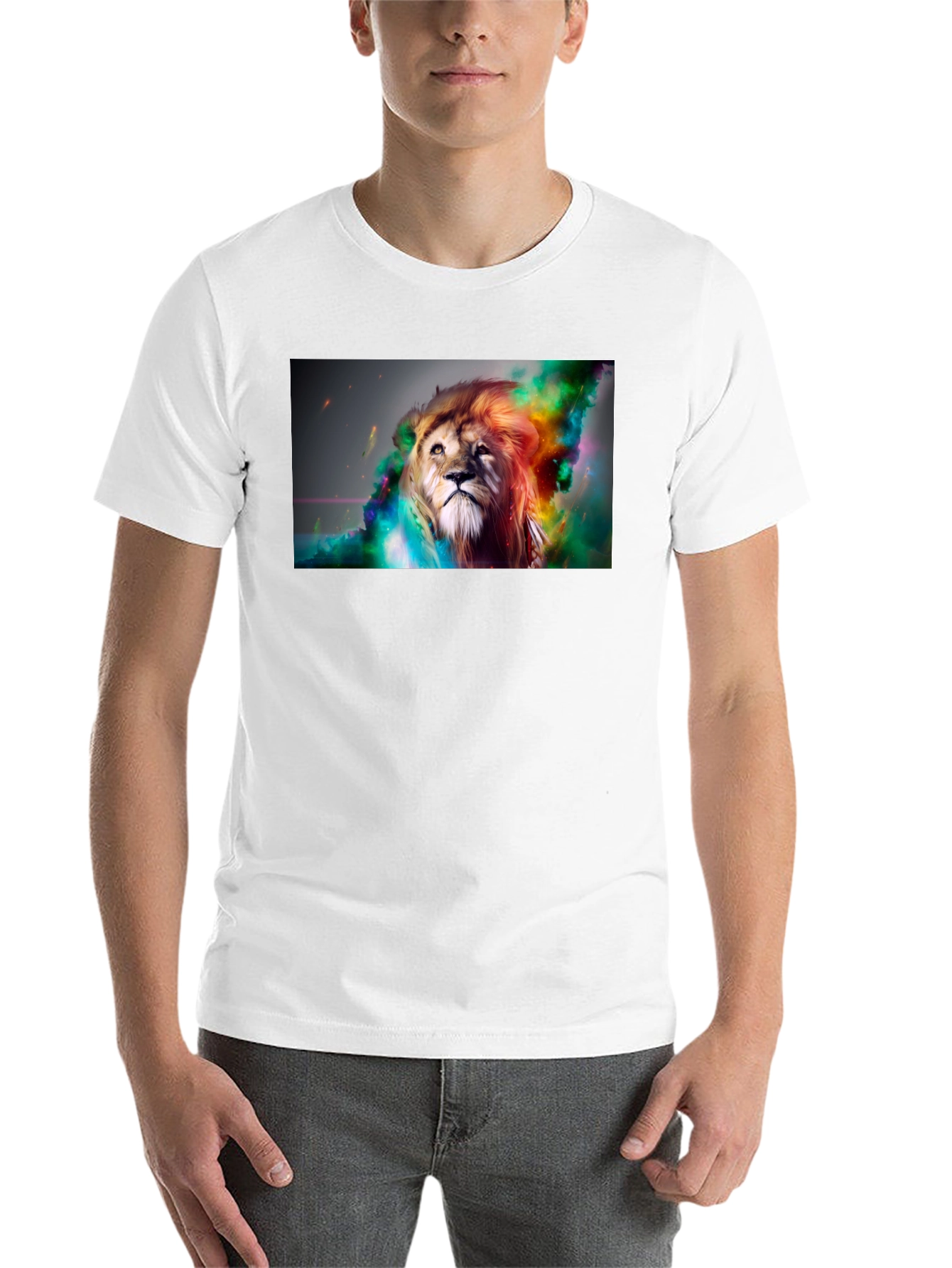 Black Lion Art Graphic Print Black T-Shirt view 14