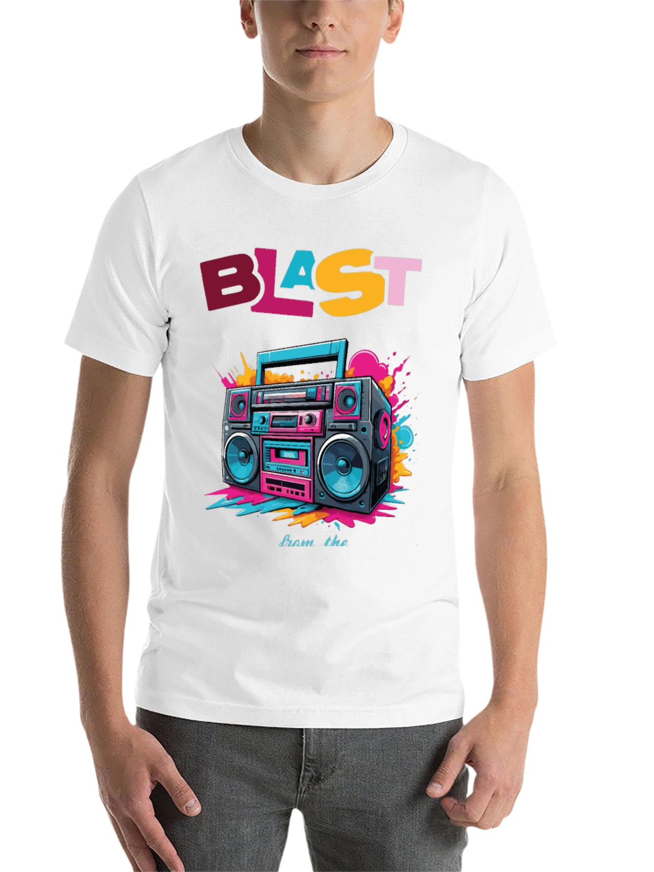 Black Retro Boombox Graphic Tee - Blast from the Past! view 14