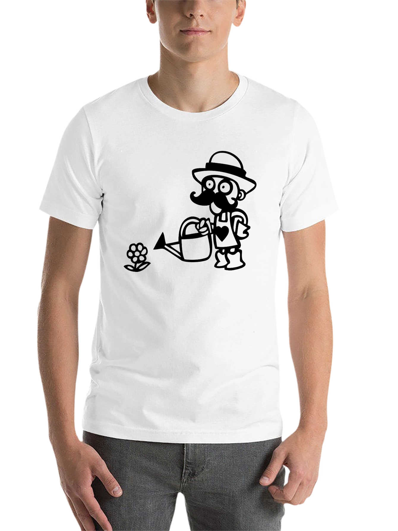 Black Gardener Cartoon Black T-Shirt view 14